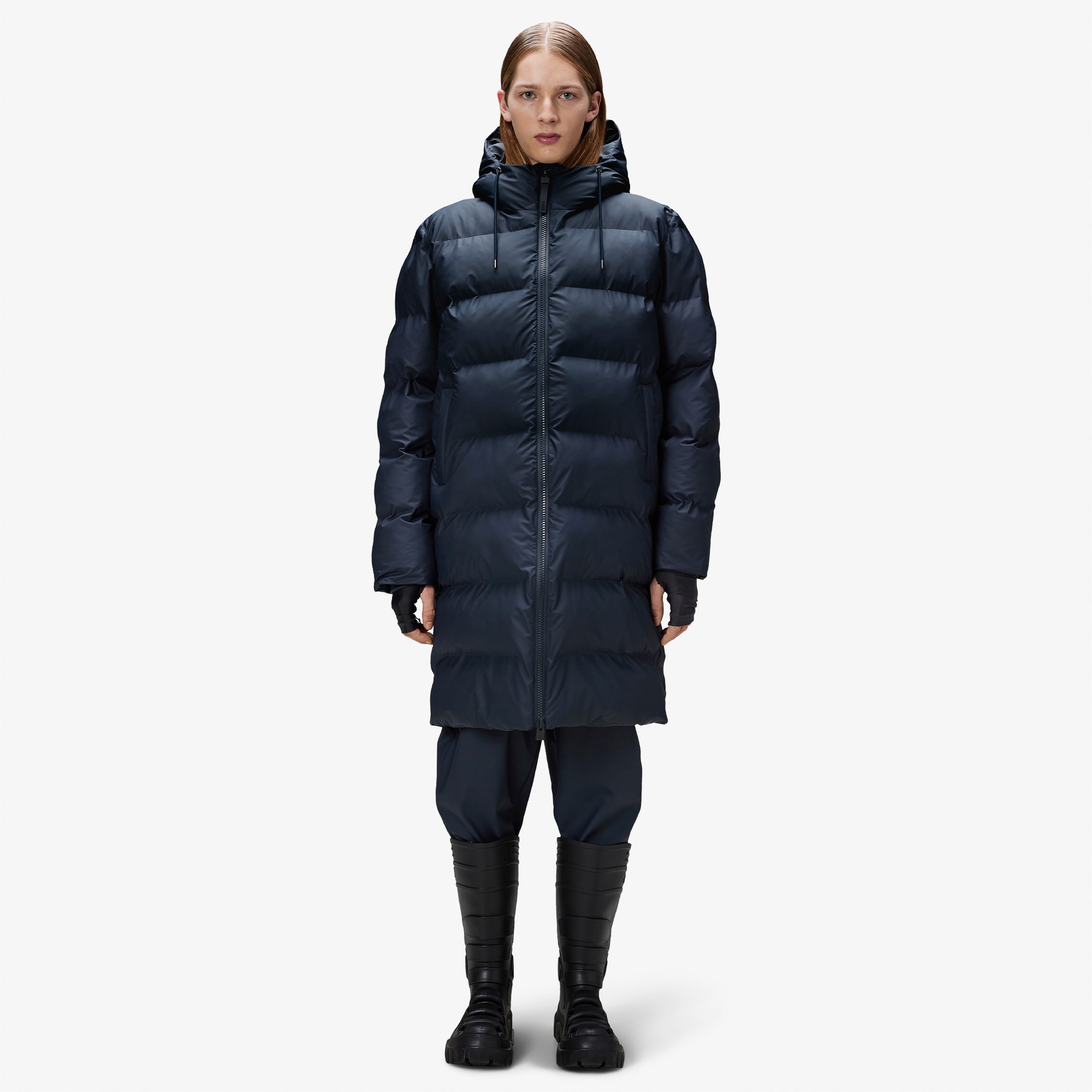 Rains Alta Long Puffer Unisex Lacivert Mont