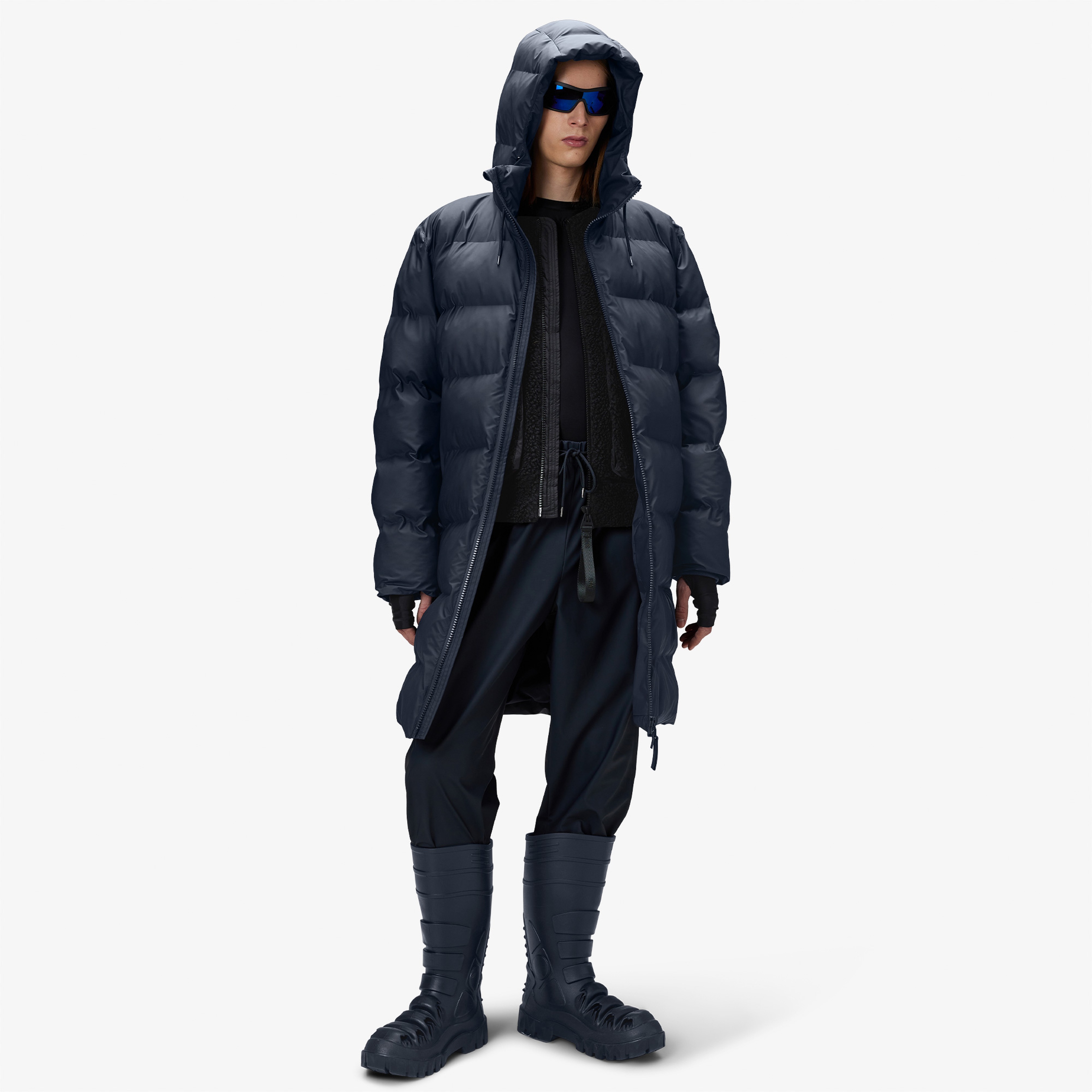 Rains Alta Long Puffer Unisex Lacivert Mont