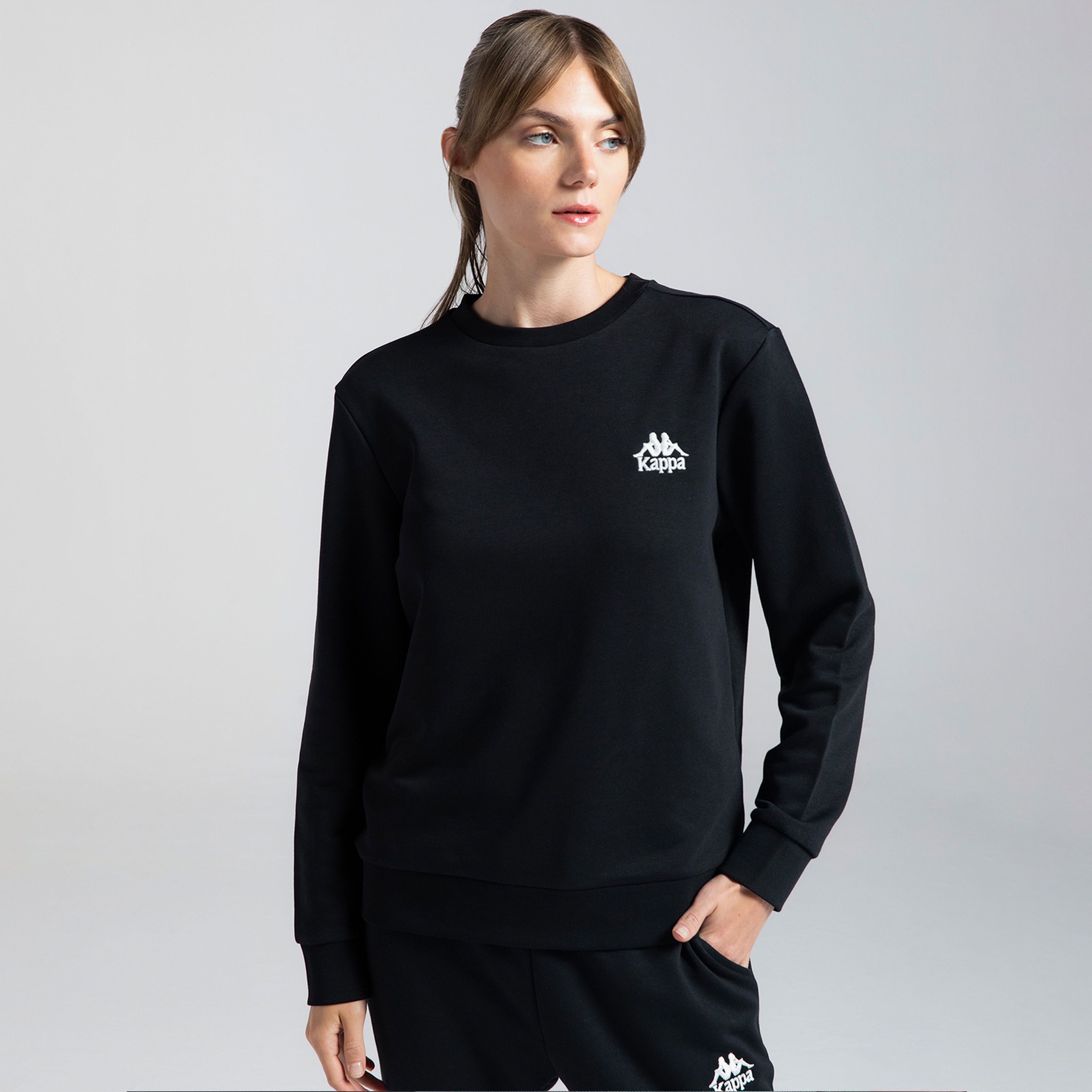 Kappa Authentic Uka Kadın Siyah Günlük Sweatshirt