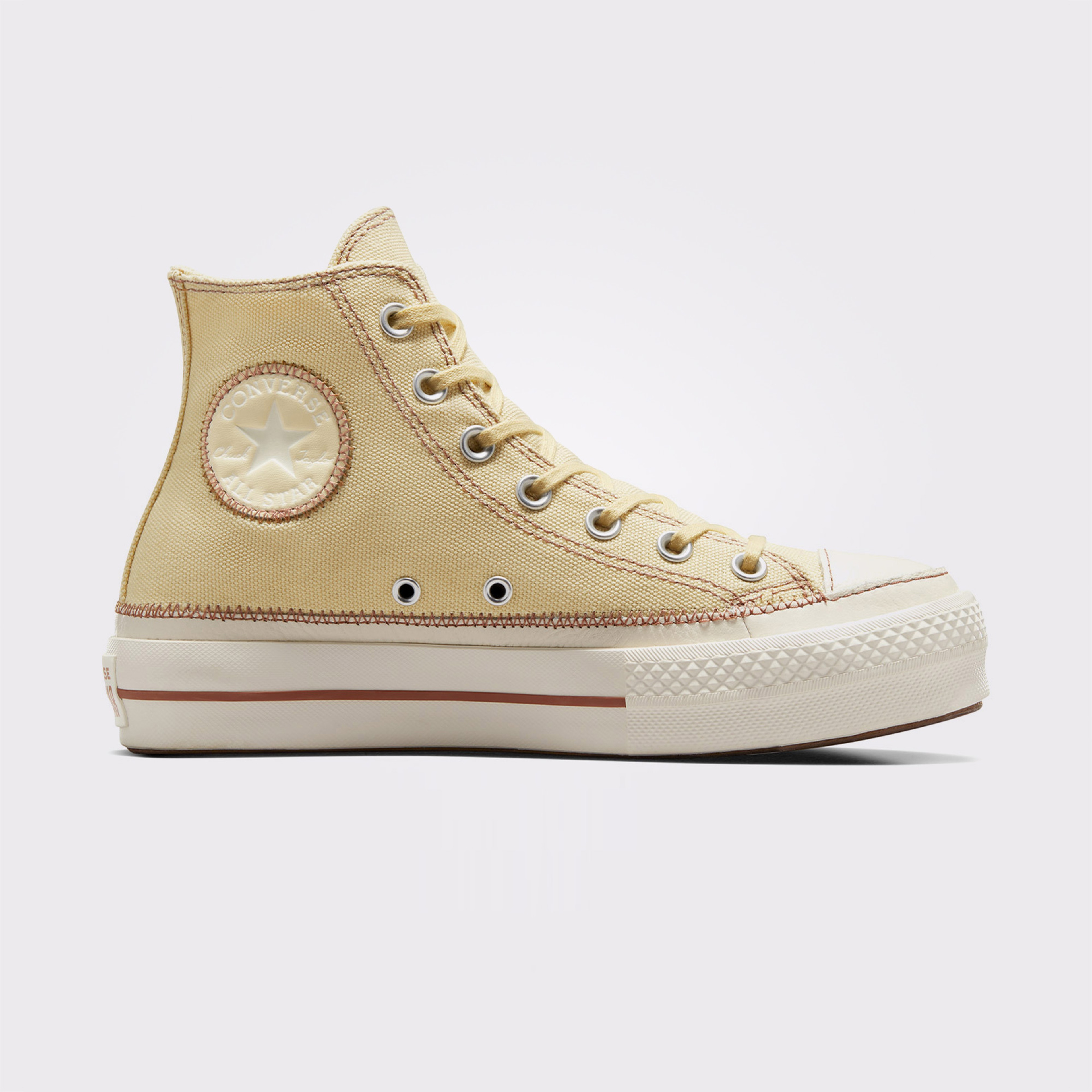 Converse Chuck Taylor All Star Lift Platform Contrast Stitching Kadın Krem Sneaker