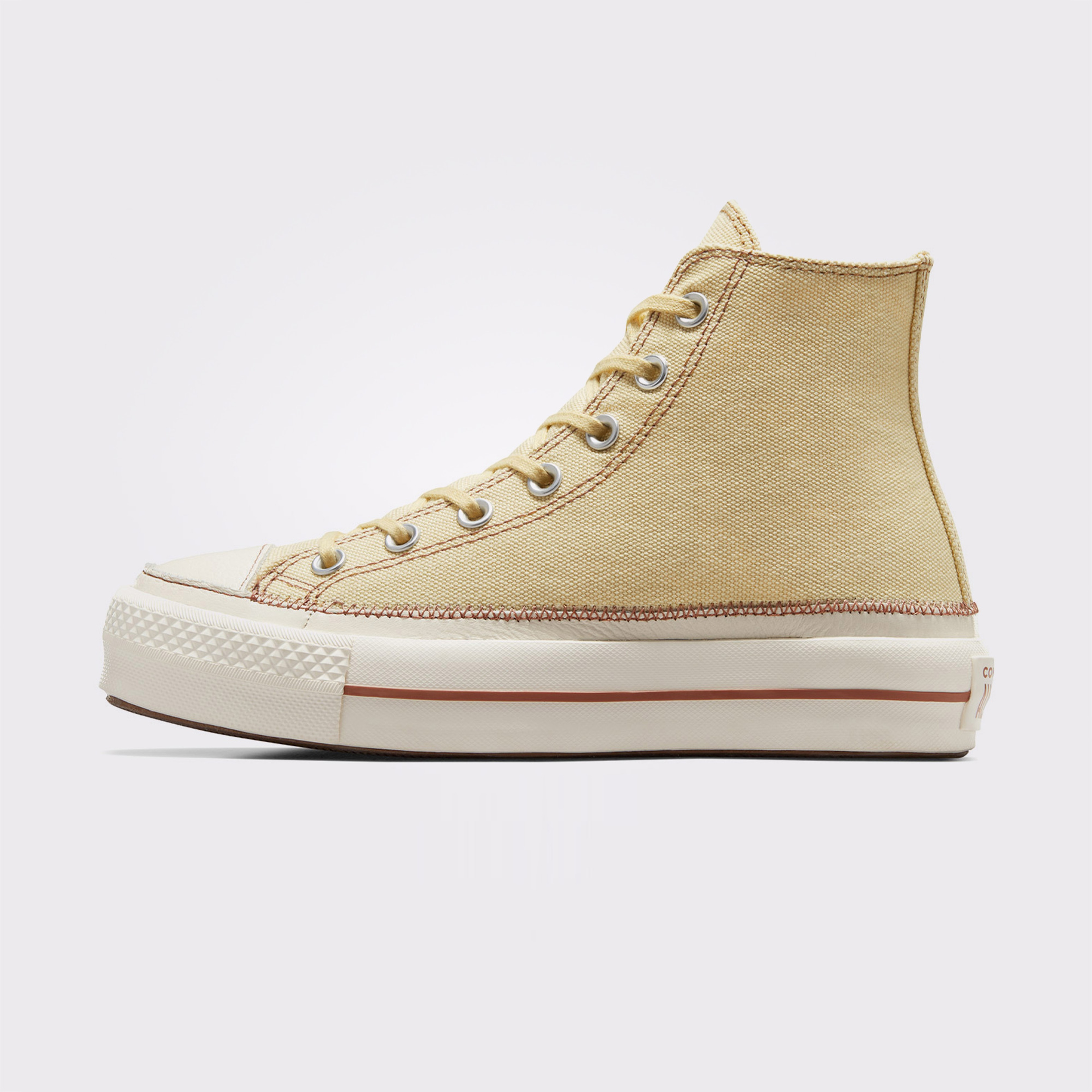 Converse Chuck Taylor All Star Lift Platform Contrast Stitching Kadın Krem Sneaker
