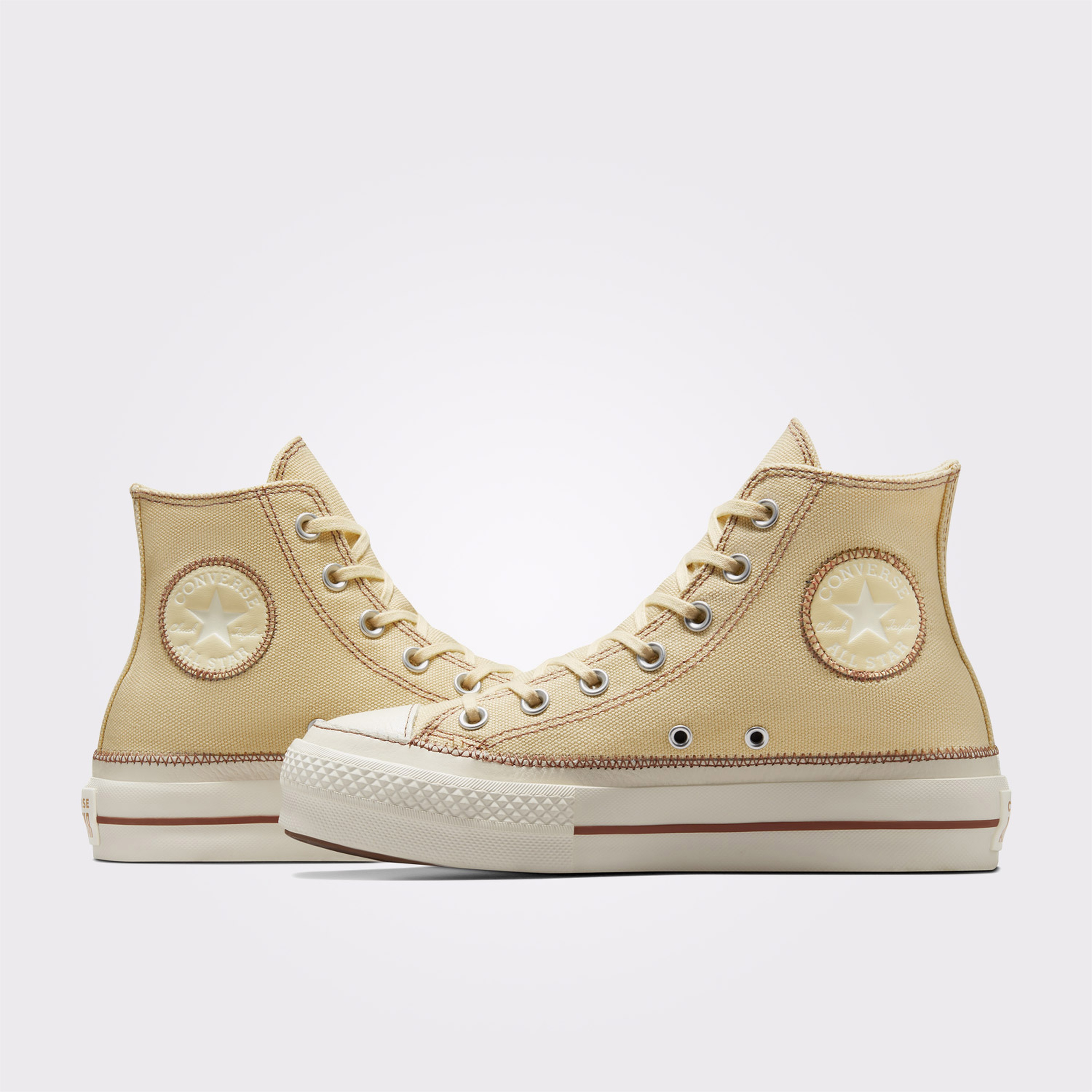 Converse Chuck Taylor All Star Lift Platform Contrast Stitching Kadın Krem Sneaker