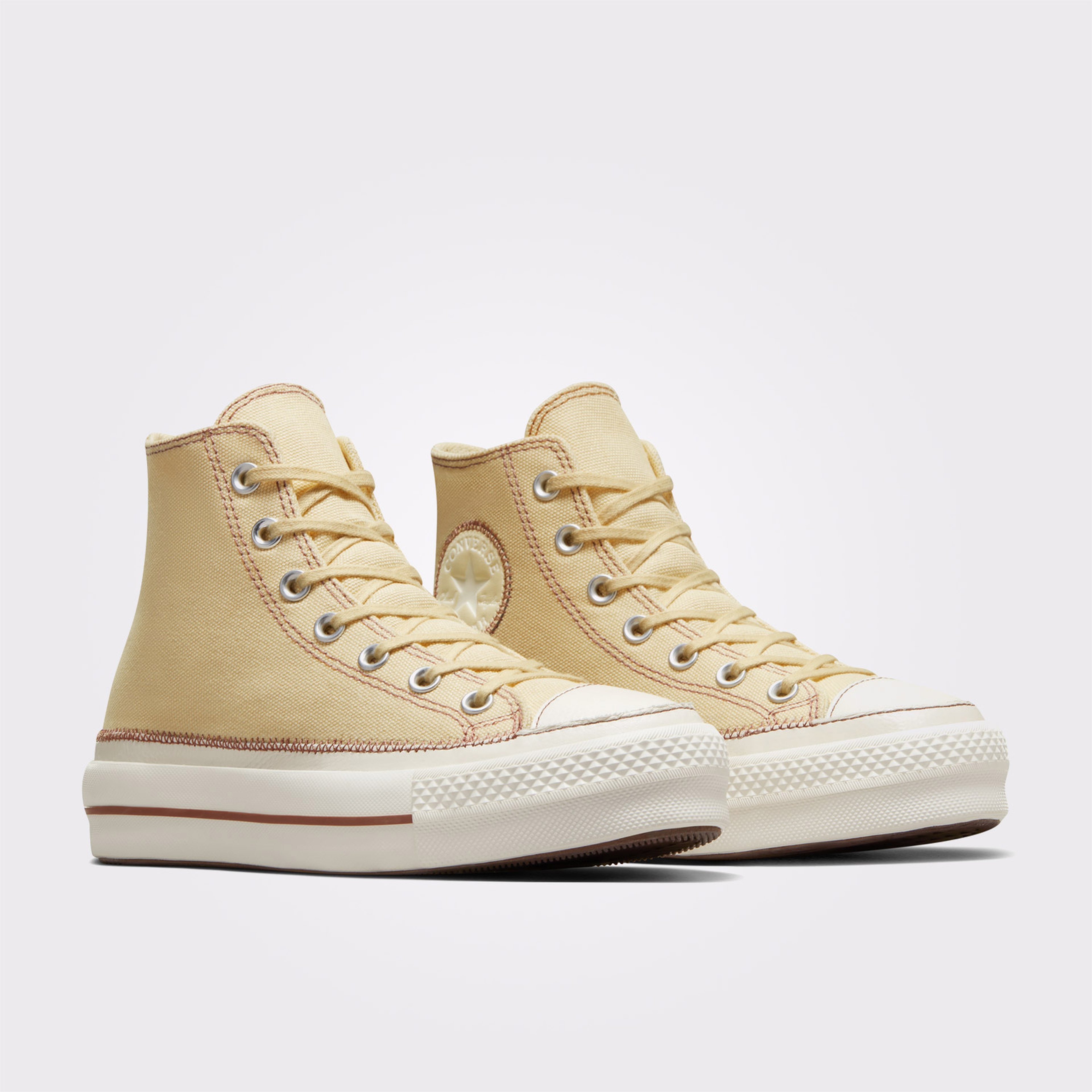 Converse Chuck Taylor All Star Lift Platform Contrast Stitching Kadın Krem Sneaker