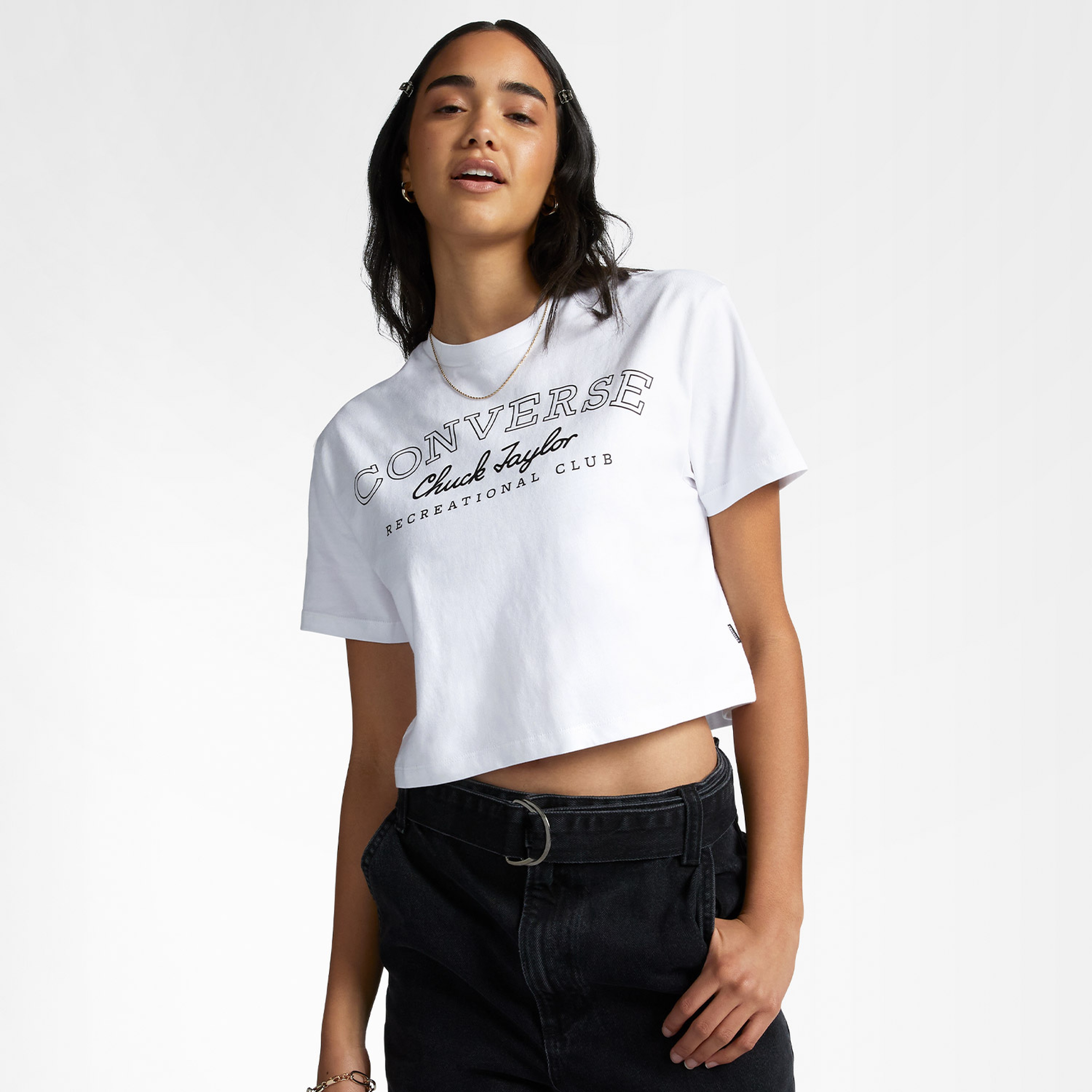 Converse Retro Chuck Taylor Cropped Kadın Beyaz T-Shirt