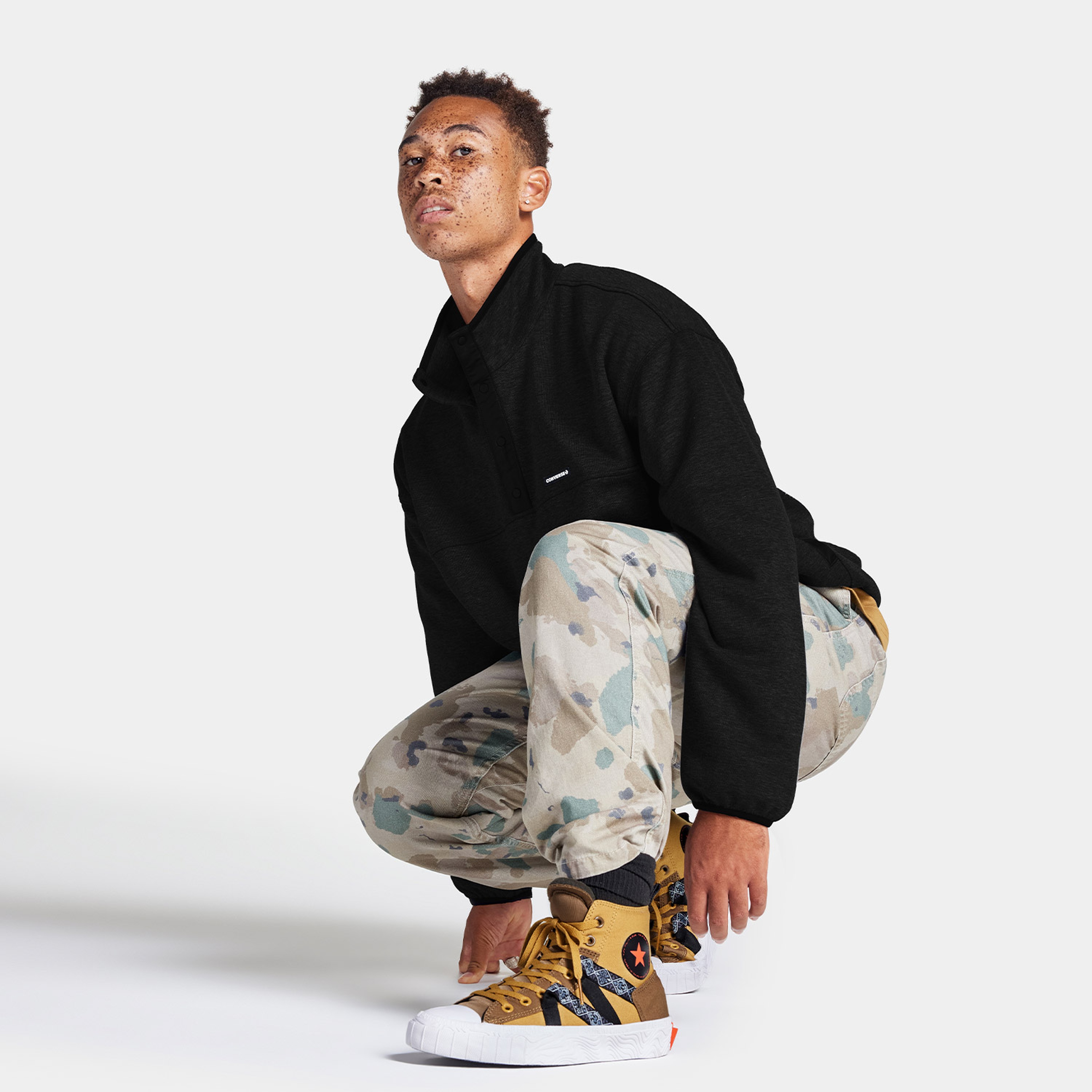 Converse Transitional Knit Popover Erkek Siyah Sweatshirt