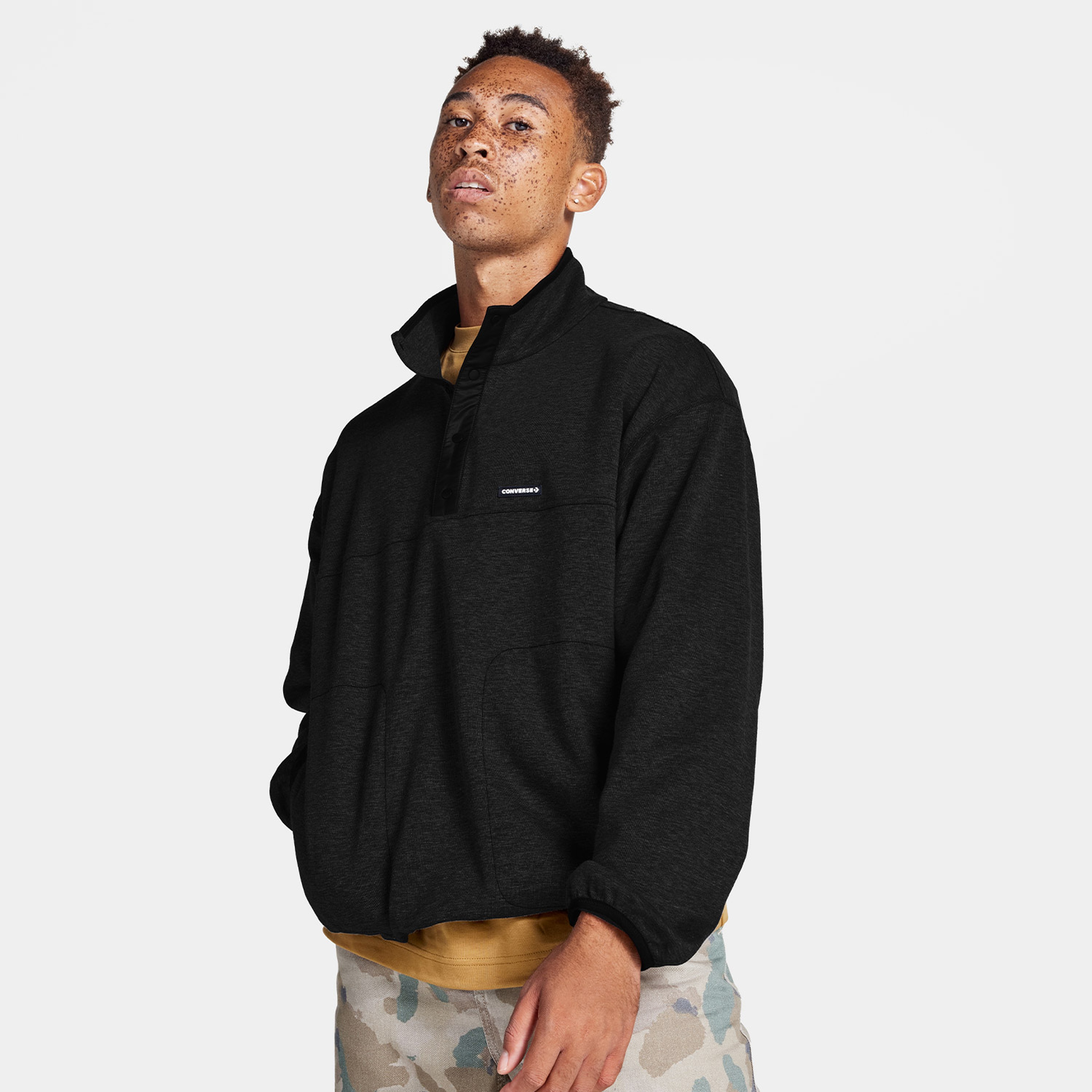 Converse Transitional Knit Popover Erkek Siyah Sweatshirt