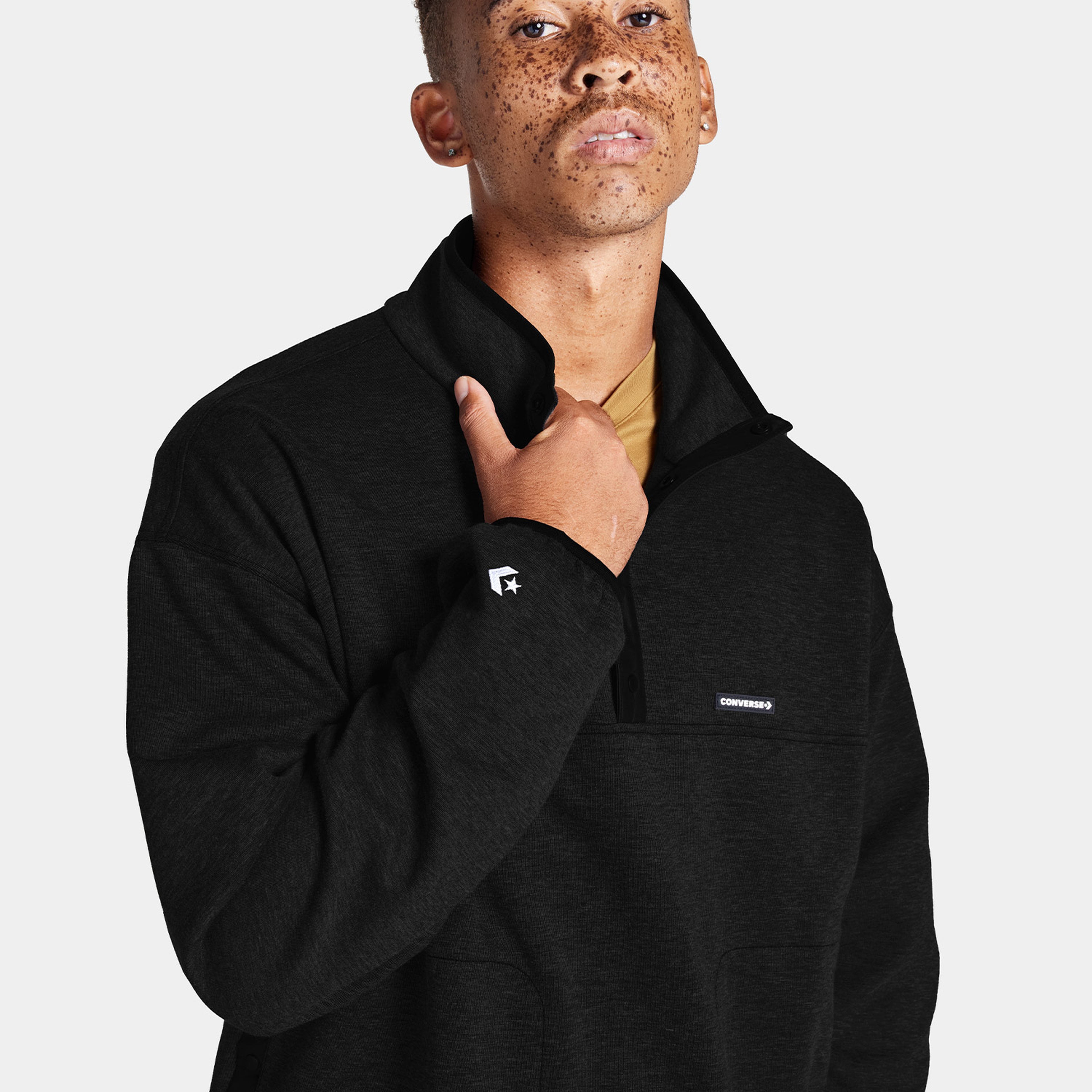 Converse Transitional Knit Popover Erkek Siyah Sweatshirt