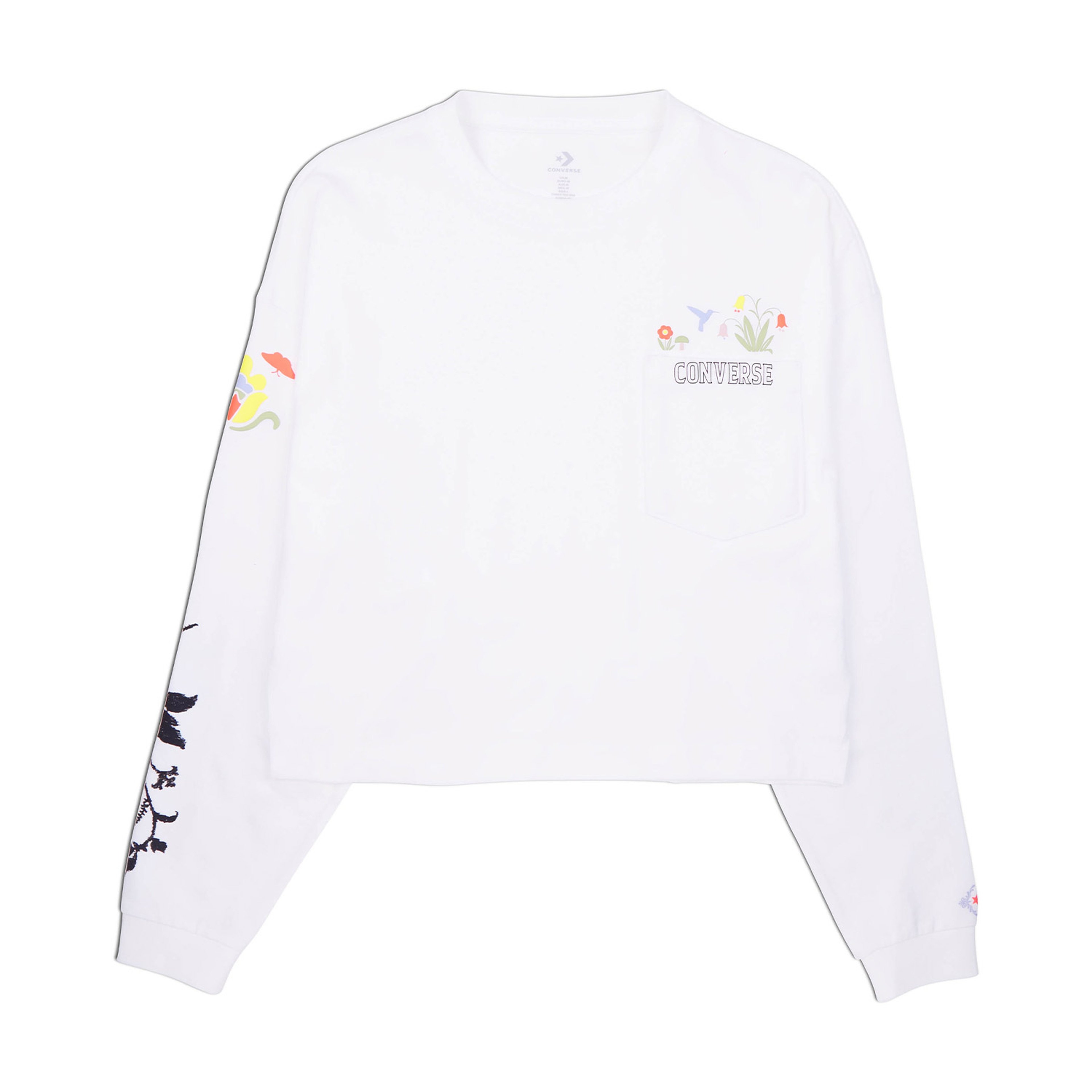 Converse Floral Long Sleeve Crew Kadın Beyaz Sweatshirt