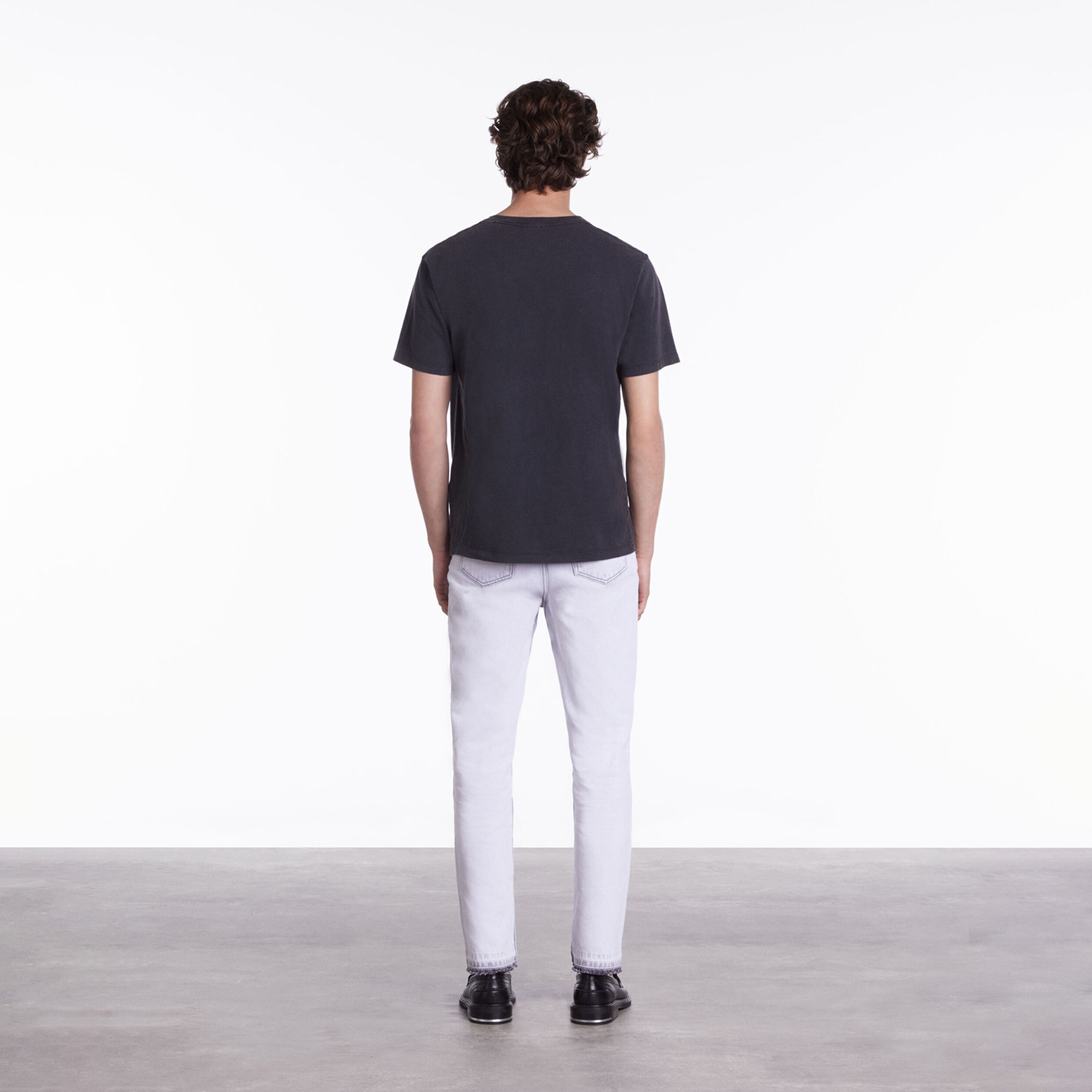 ERKEK BİSİKLET YAKA BASKILI SİYAH T-SHIRT