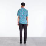 The Kooples Çiçek Desenli Straight Fit Erkek Mavi Gömlek