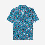 The Kooples Çiçek Desenli Straight Fit Erkek Mavi Gömlek
