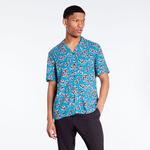 The Kooples Çiçek Desenli Straight Fit Erkek Mavi Gömlek