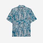 ERKEK LEOPAR DESENLİ UZUN KOLLU MAVİ GÖMLEK