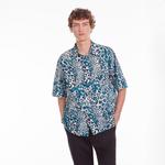 ERKEK LEOPAR DESENLİ UZUN KOLLU MAVİ GÖMLEK