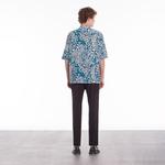 ERKEK LEOPAR DESENLİ UZUN KOLLU MAVİ GÖMLEK