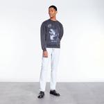 ERKEK BİSİKLET YAKA BASKILI SİYAH SWEATSHIRT