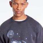 ERKEK BİSİKLET YAKA BASKILI SİYAH SWEATSHIRT