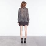 KADIN UZUN KOLLU ÇİÇEK DESENLİ SİYAH BLUZ