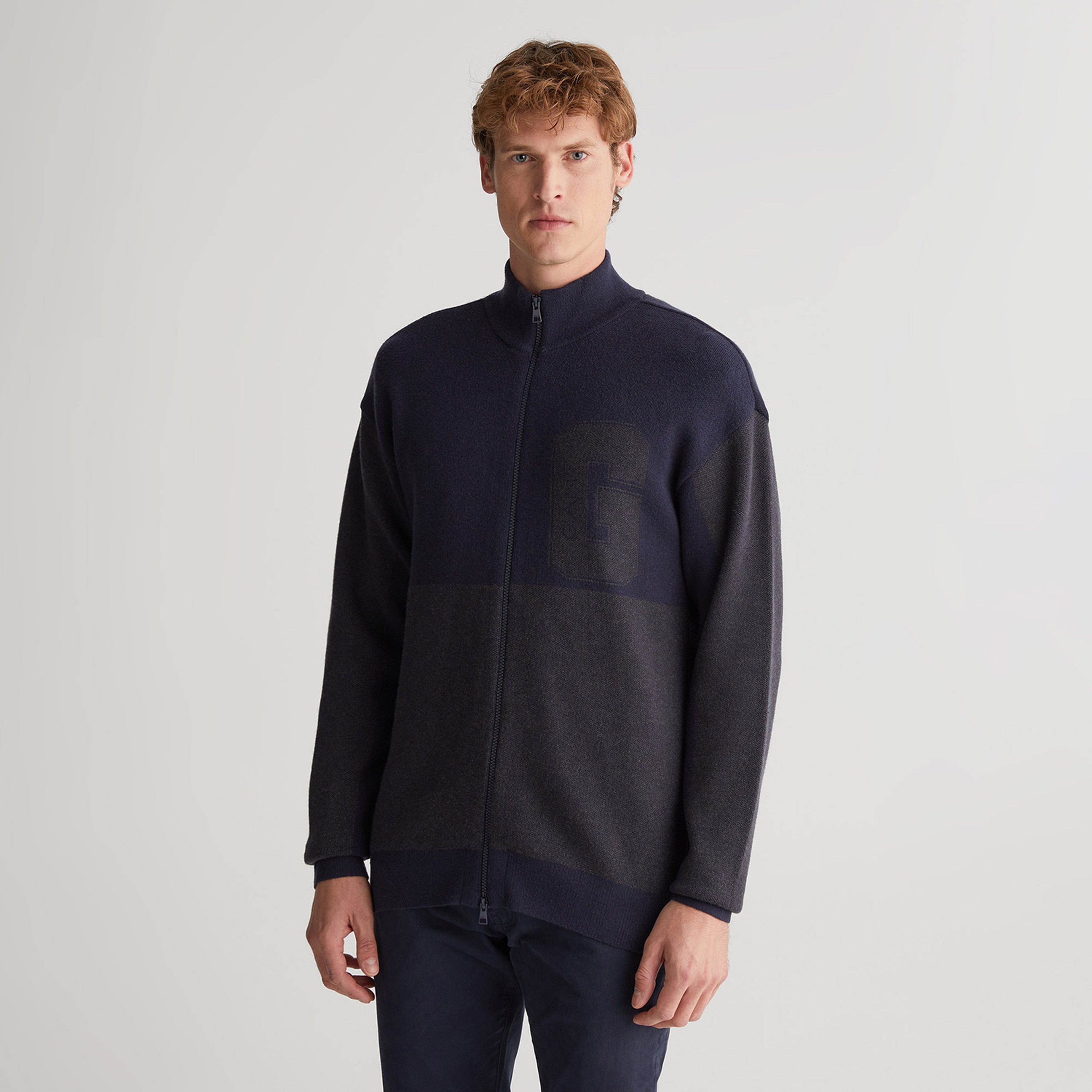 GANT Erkek Lacivert Regular Fit Fermuarlı Logolu Hırka