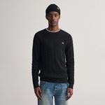 GANT Erkek Siyah Regular Fit Bisiklet Yaka Örgü Kazak