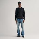 GANT Erkek Siyah Regular Fit Bisiklet Yaka Örgü Kazak