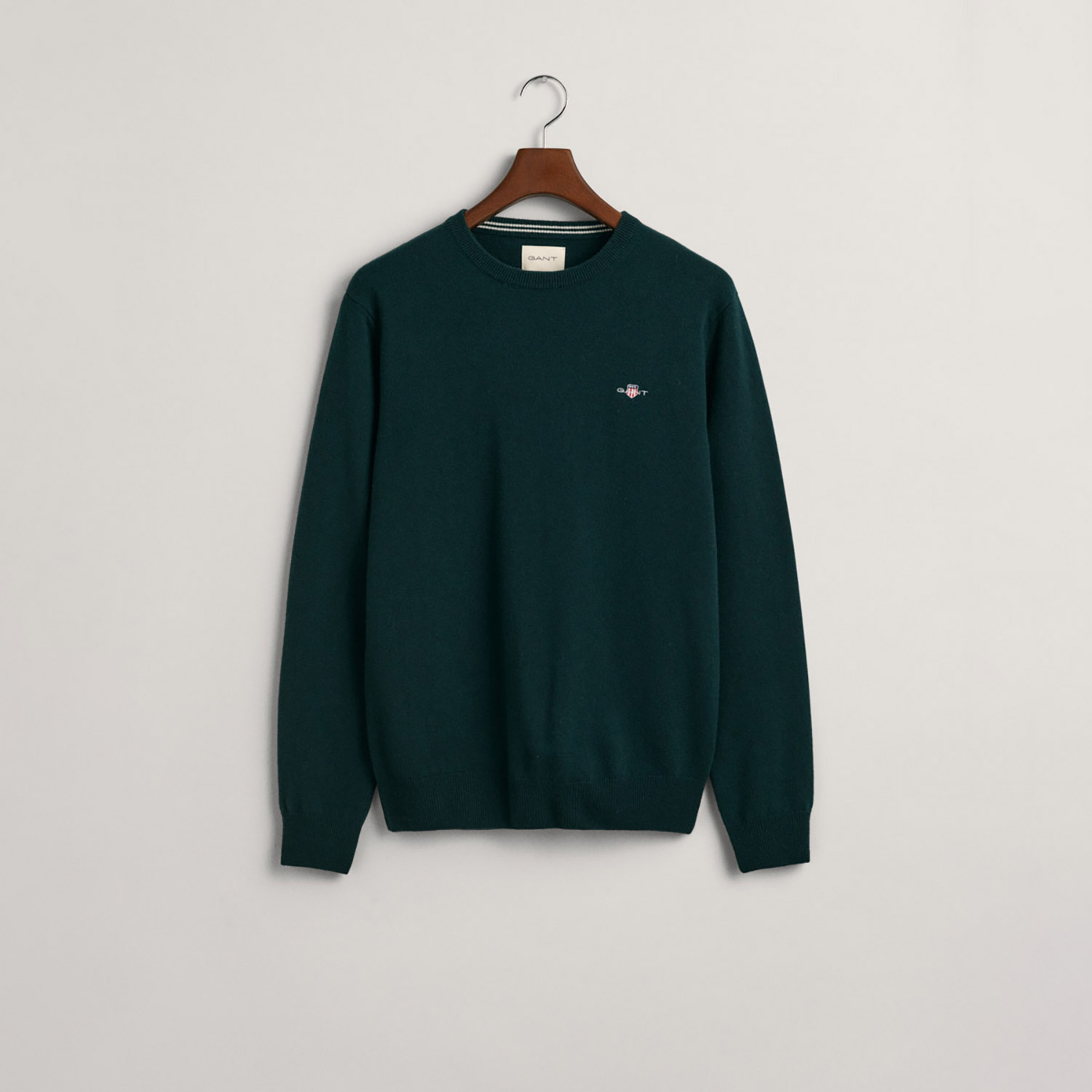 Gant Erkek Yeşil Regular Fit Bisiklet Yaka Yün Kazak