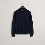 GANT Erkek Lacivert Regular Fit Yarım Fermuarlı Yün Kazak