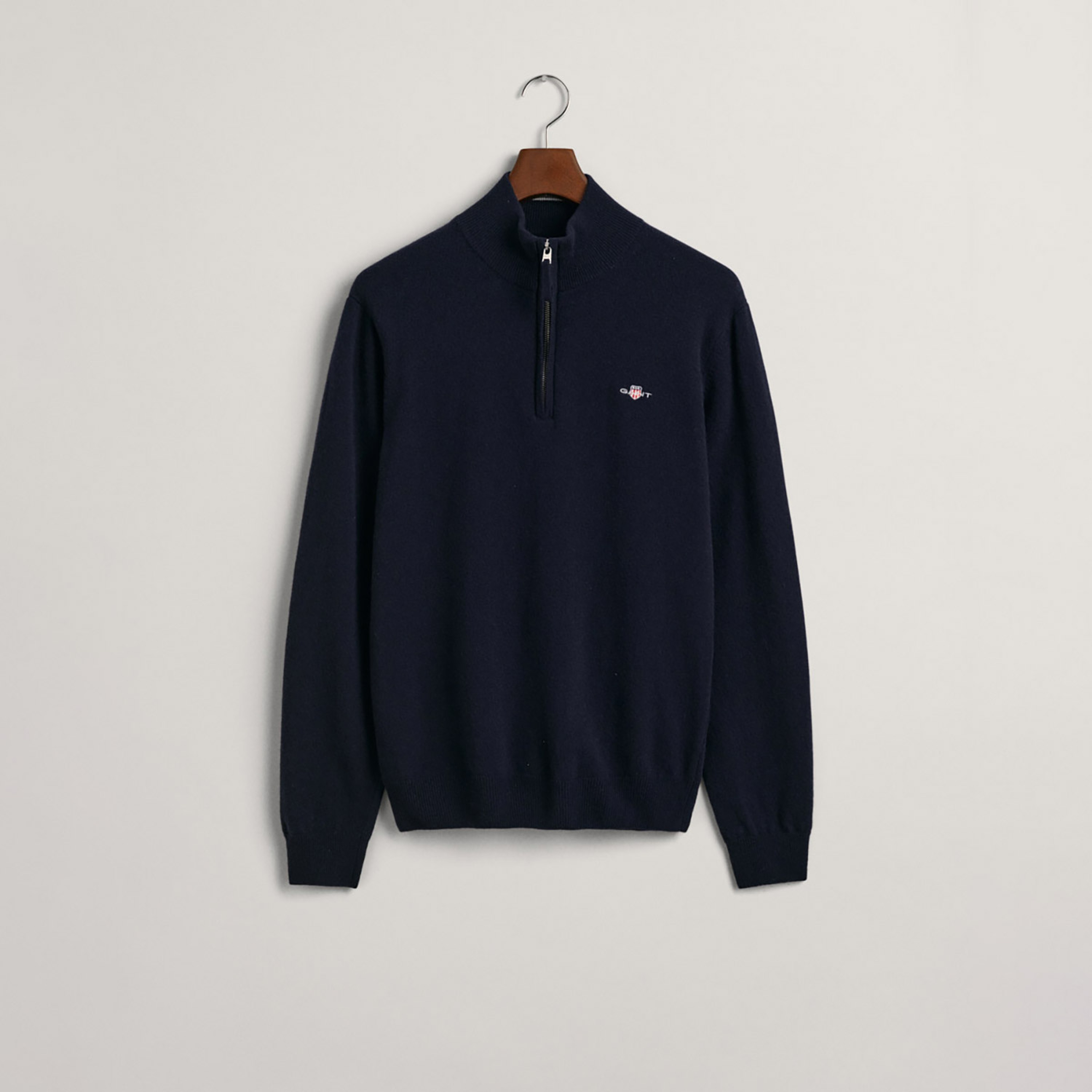 GANT Erkek Lacivert Regular Fit Yarım Fermuarlı Yün Kazak