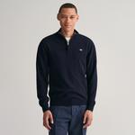 GANT Erkek Lacivert Regular Fit Yarım Fermuarlı Yün Kazak