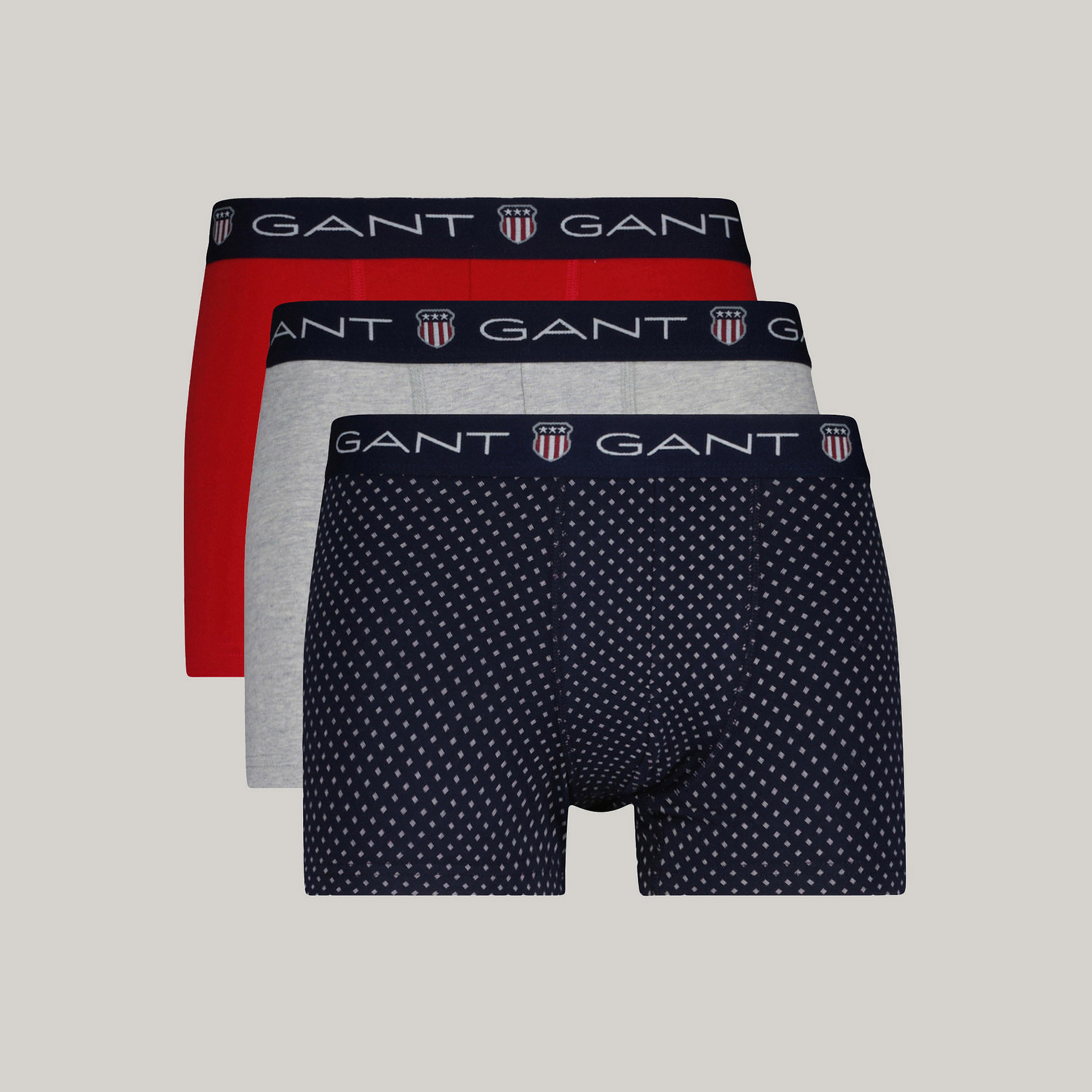 GANT Erkek Renkli Slim Fit Logolu 3'lü Boxer