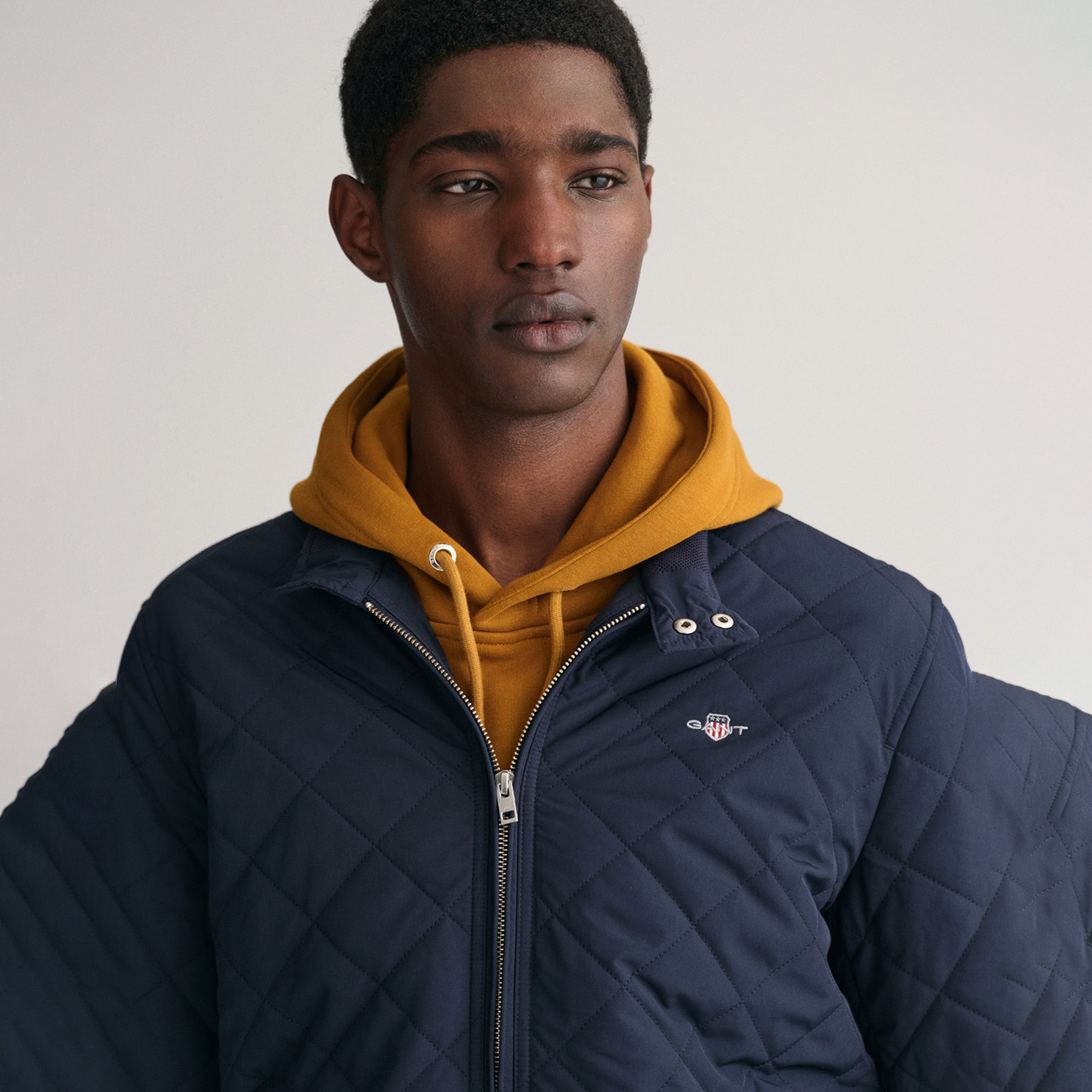 Gant Erkek Lacivert Dik Yaka Kapitone Rüzgarlık