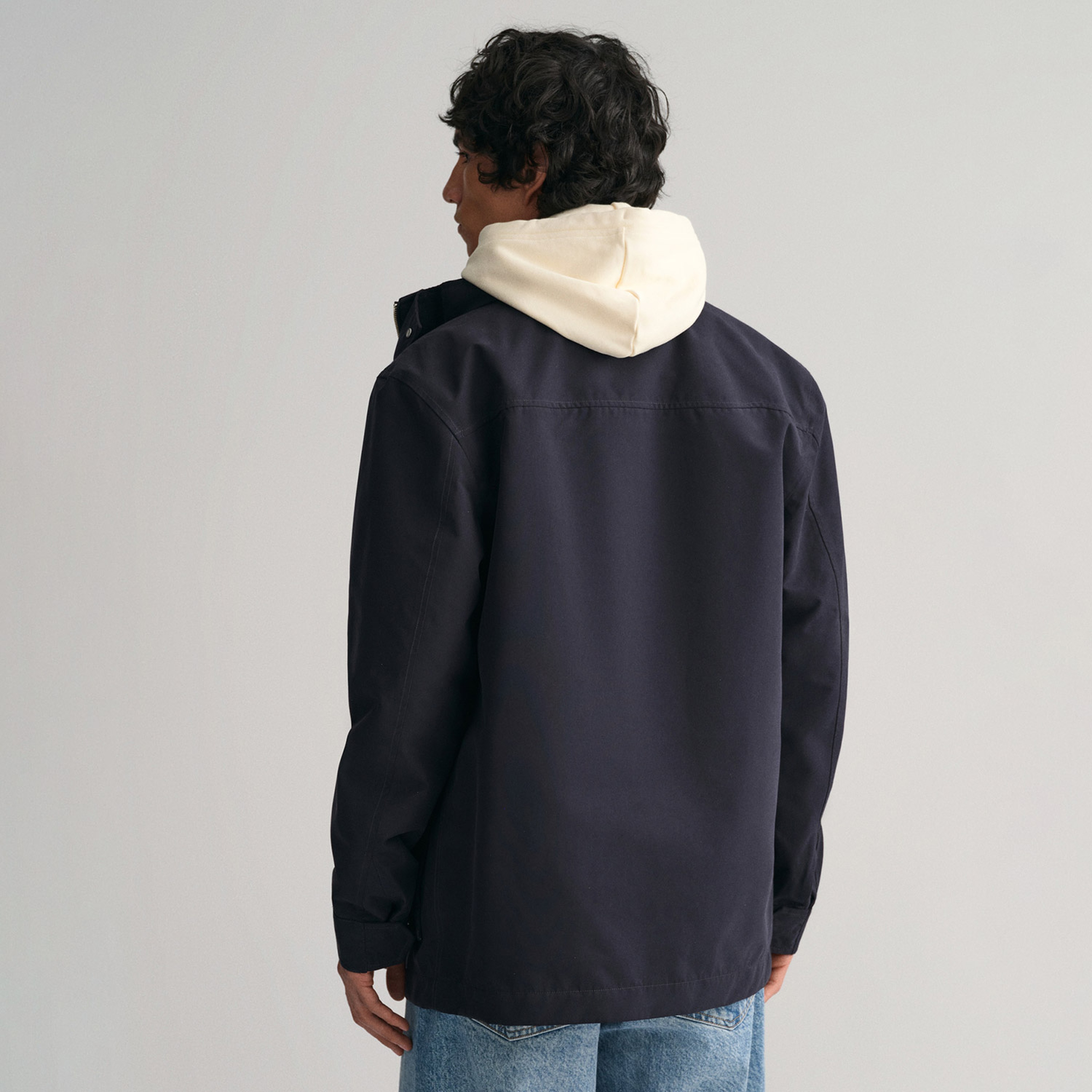 GANT Erkek Lacivert Kapüşonlu Logolu Ceket