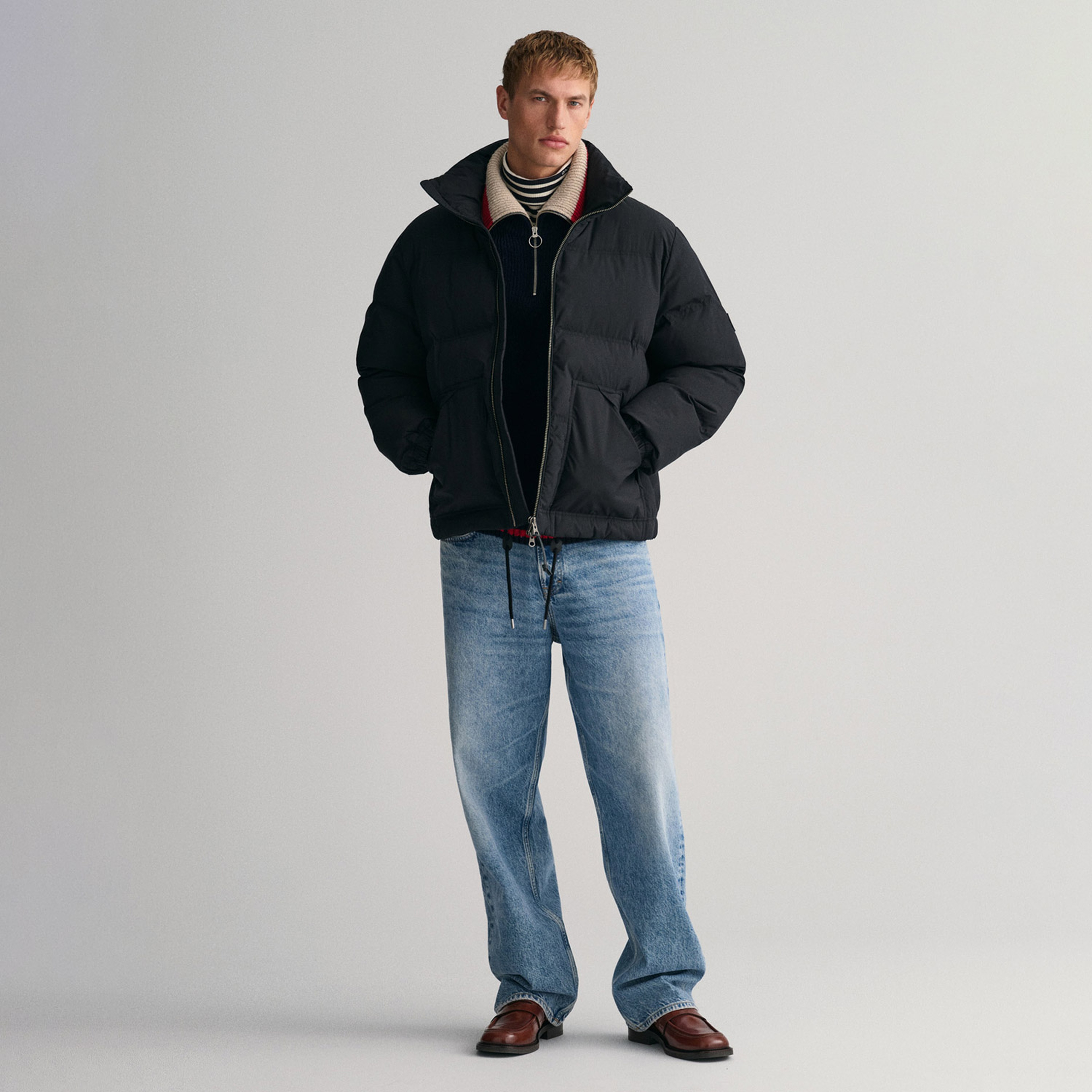 GANT Erkek Siyah Dik Yaka Kapitone Mont