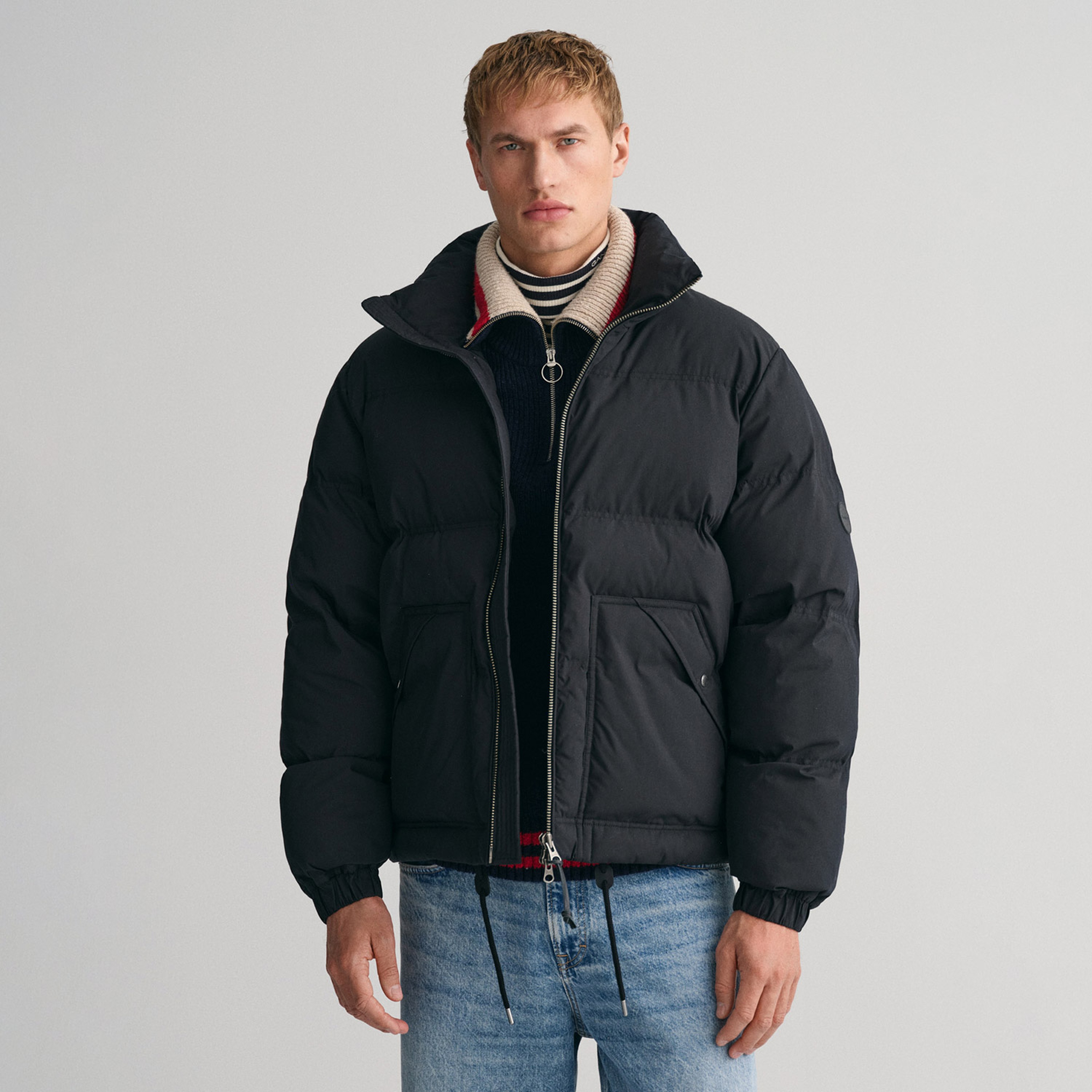 GANT Erkek Siyah Dik Yaka Kapitone Mont