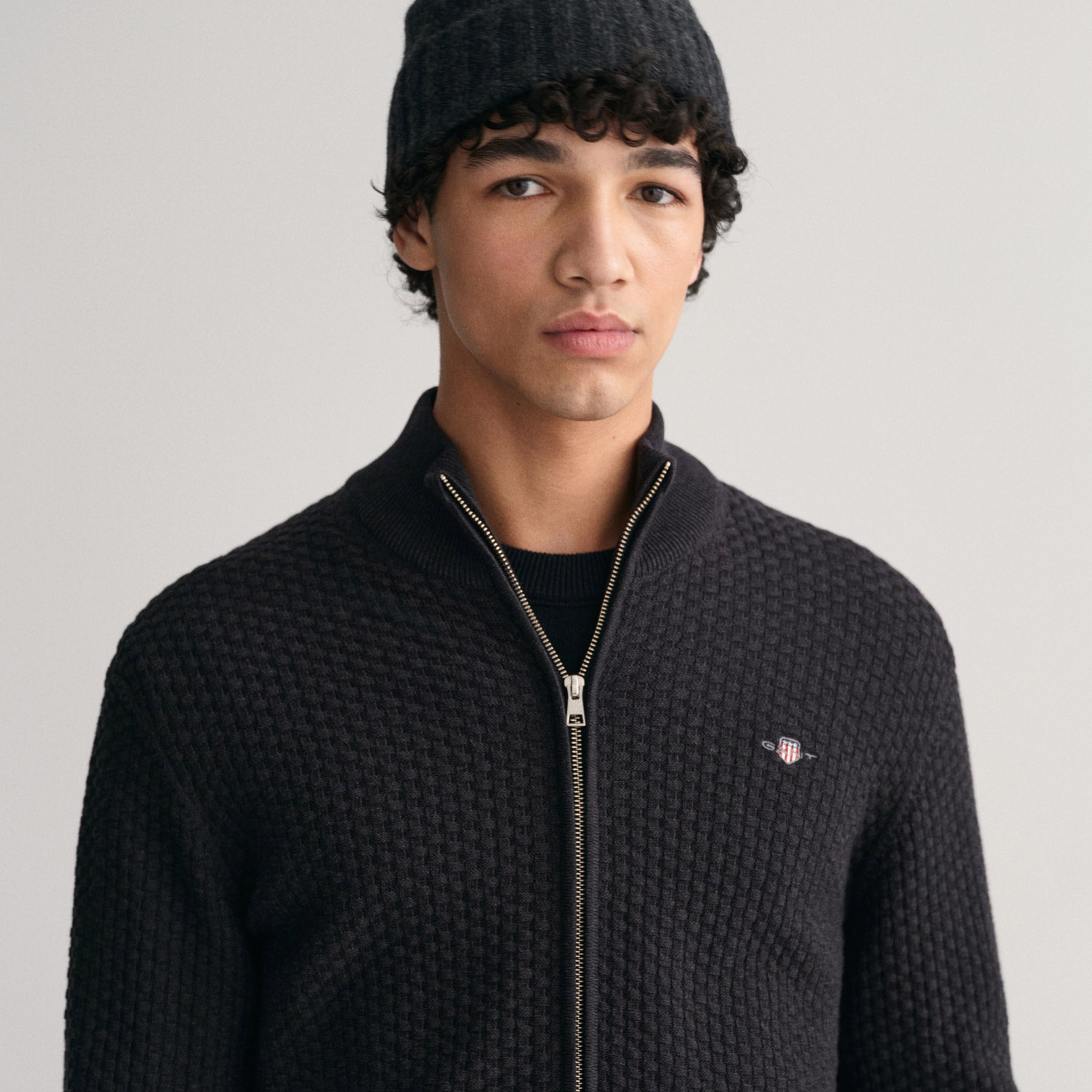 GANT Erkek Gri Regular Fit Fermuarlı Hırka