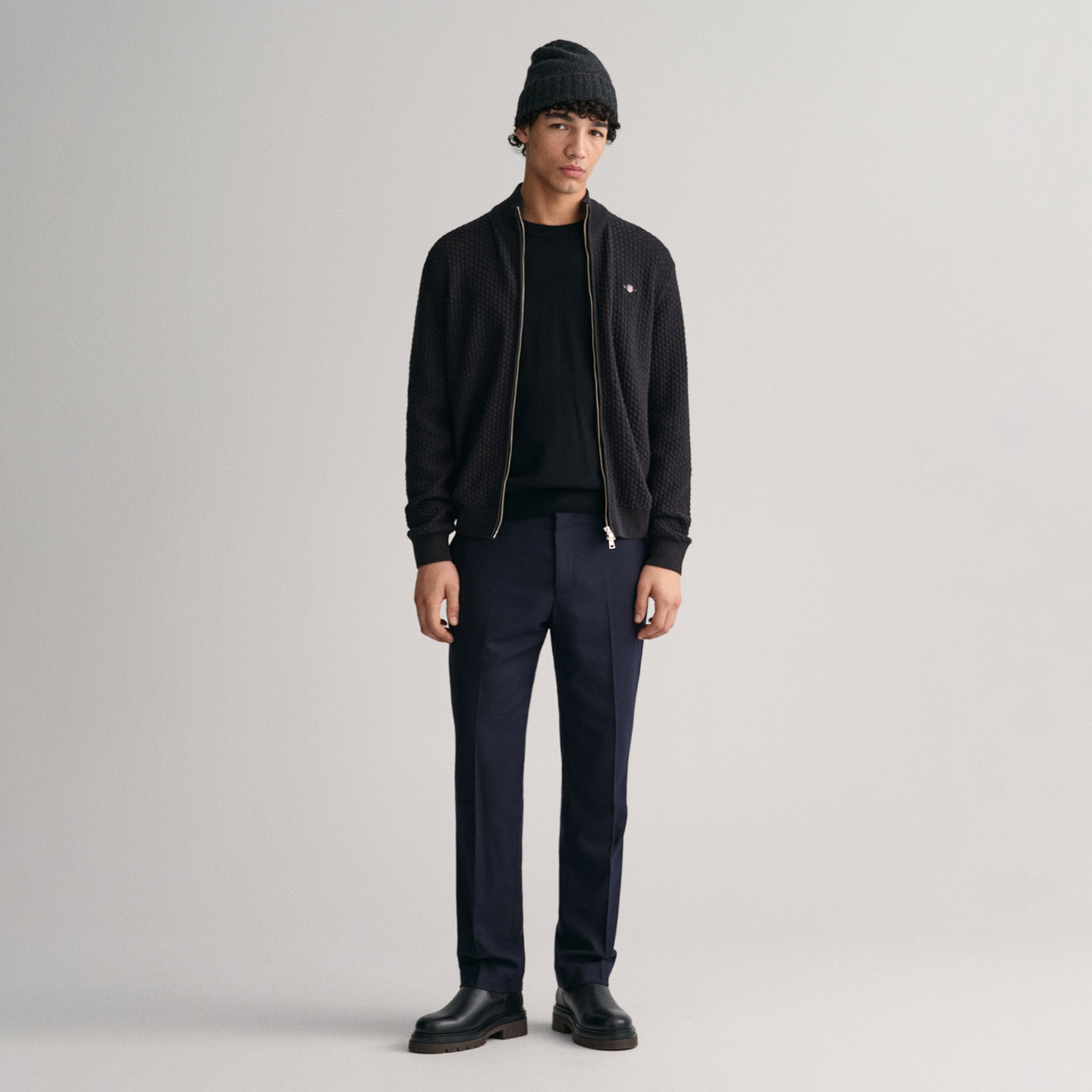 GANT Erkek Gri Regular Fit Fermuarlı Hırka