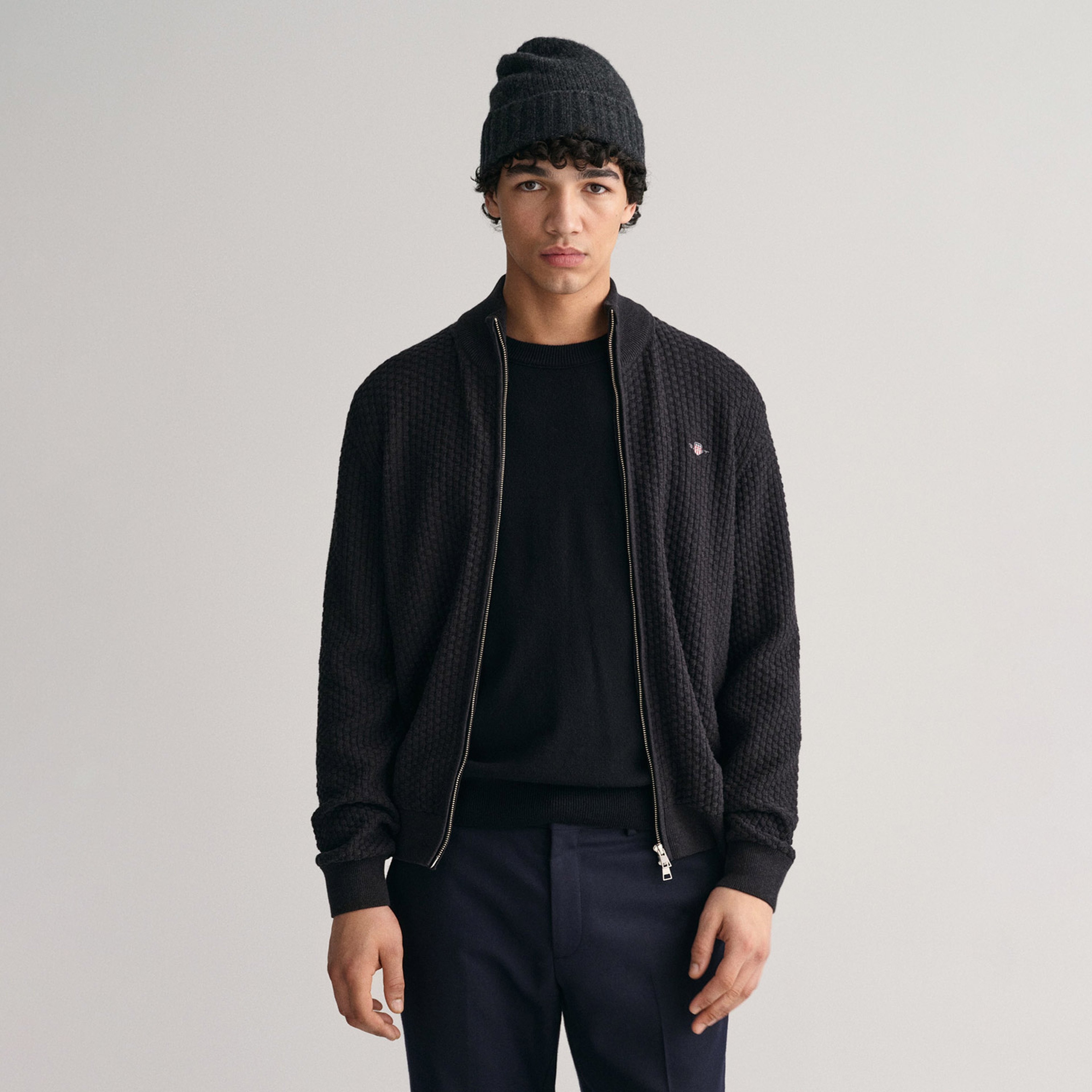 GANT Erkek Gri Regular Fit Fermuarlı Hırka