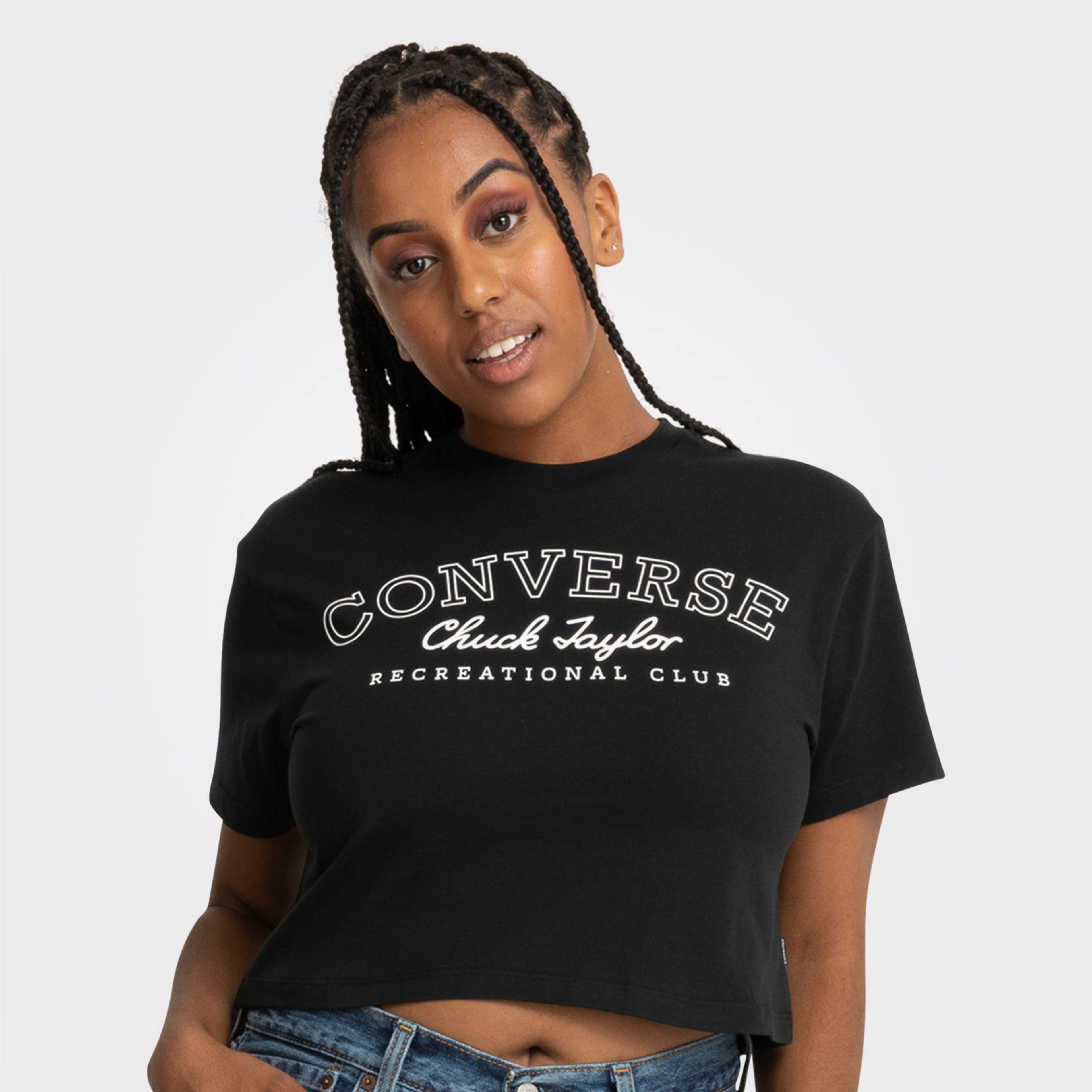 Converse Retro Chuck Taylor Cropped Kadın Siyah T-Shirt