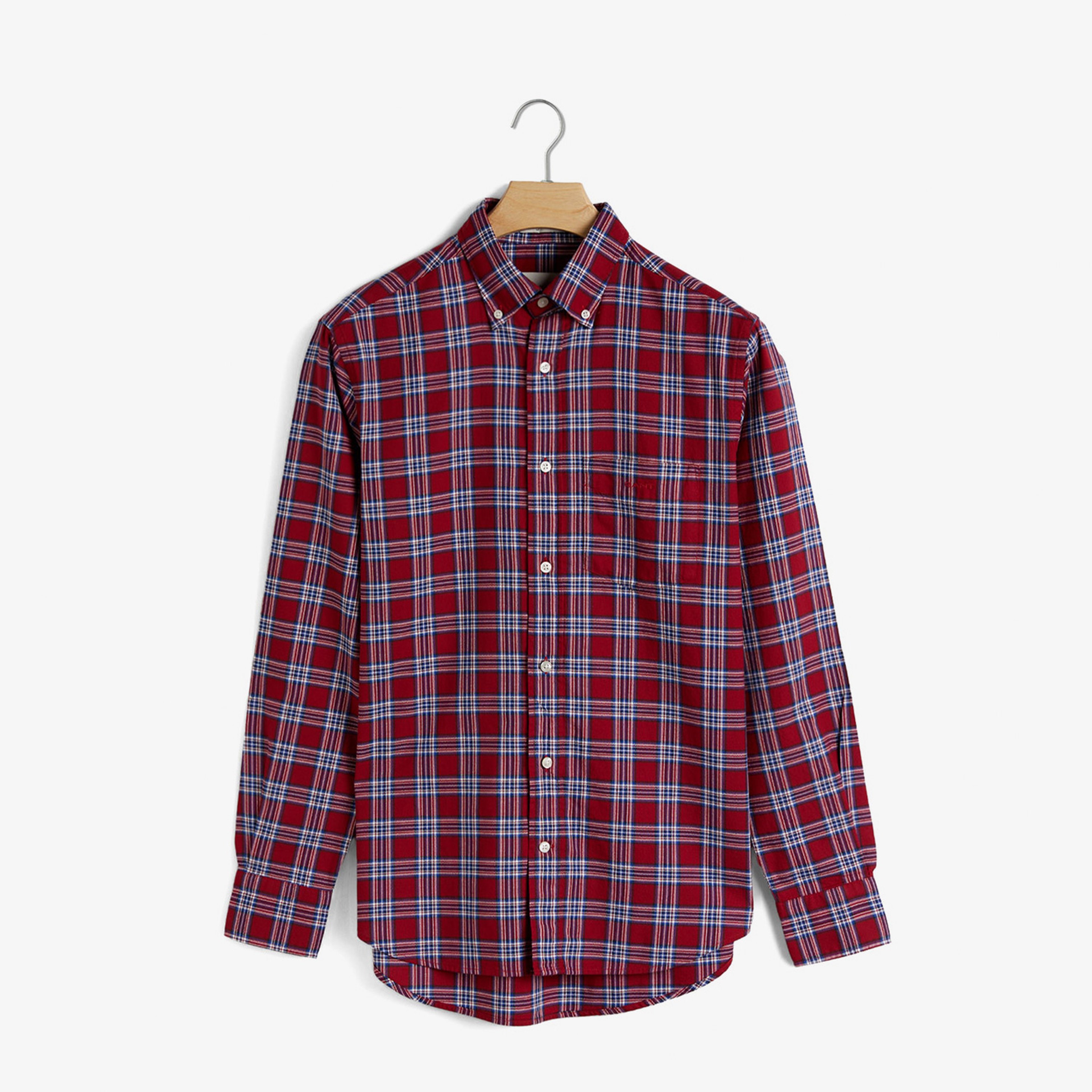GANT Erkek Bordo Regular Fit Düğmeli Yaka Kareli Gömlek