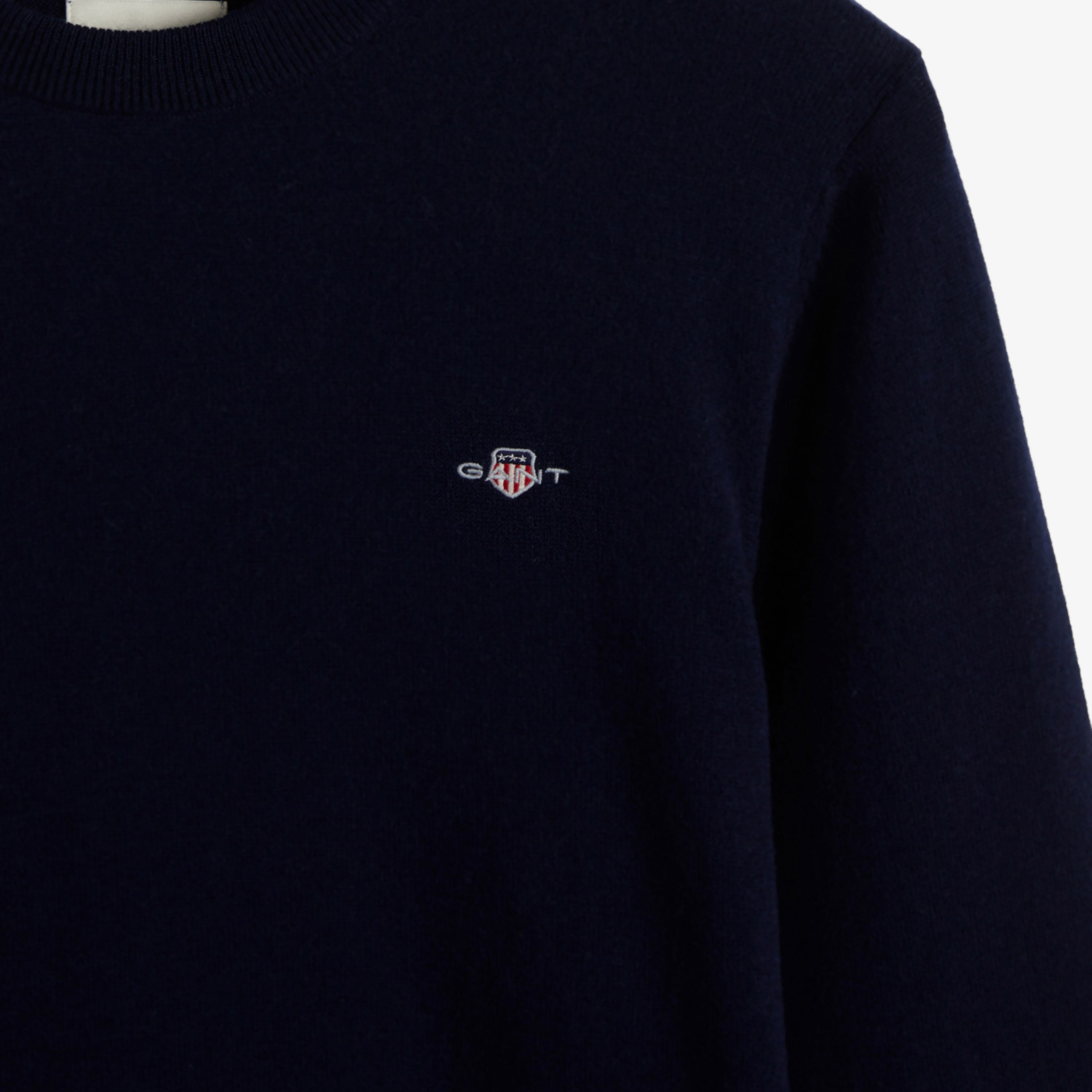 GANT Erkek Lacivert Regular Fit Bisiklet Yaka Logolu Kazak