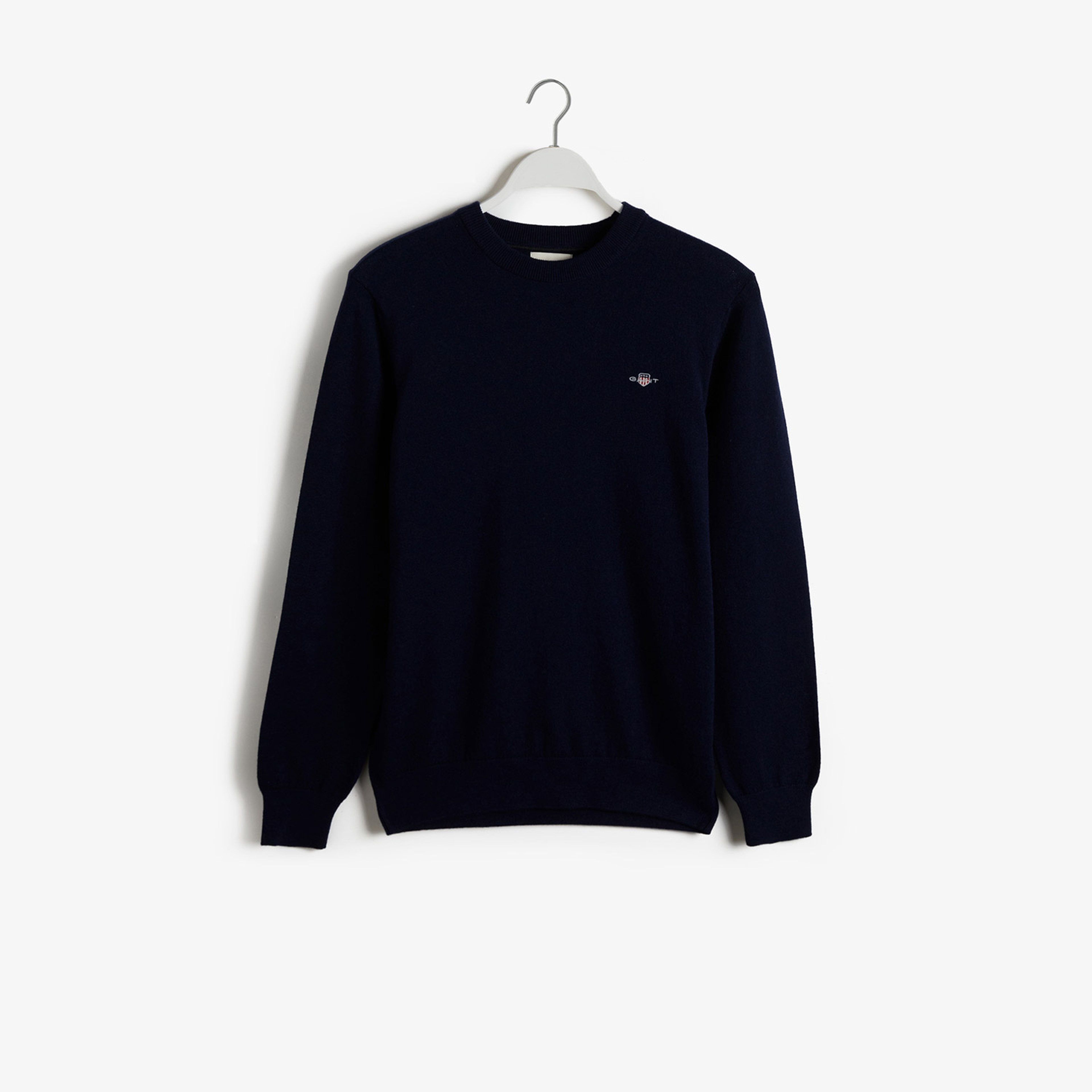 GANT Erkek Lacivert Regular Fit Bisiklet Yaka Logolu Kazak