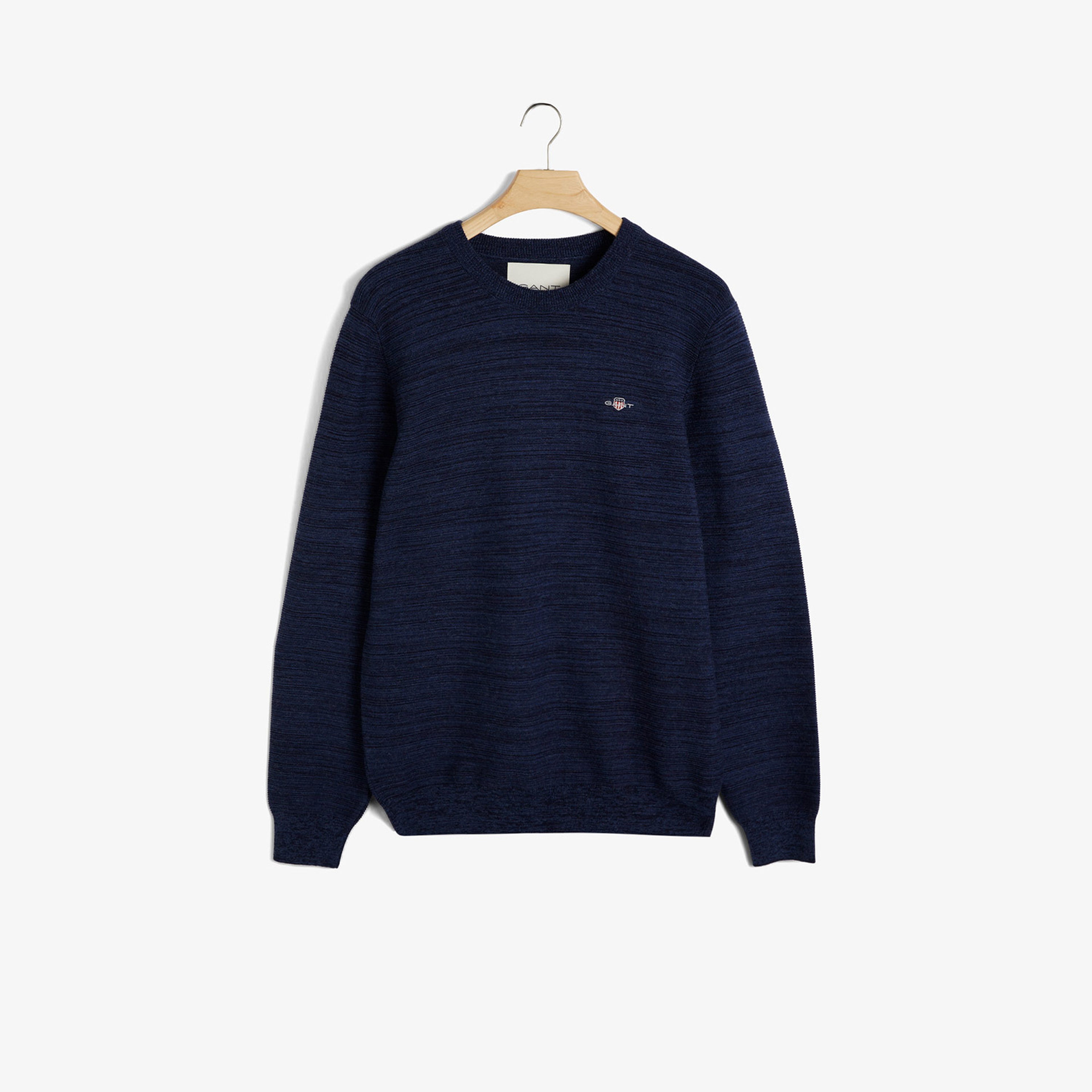GANT Erkek Lacivert Regular Fit Bisiklet Yaka Logolu Kazak