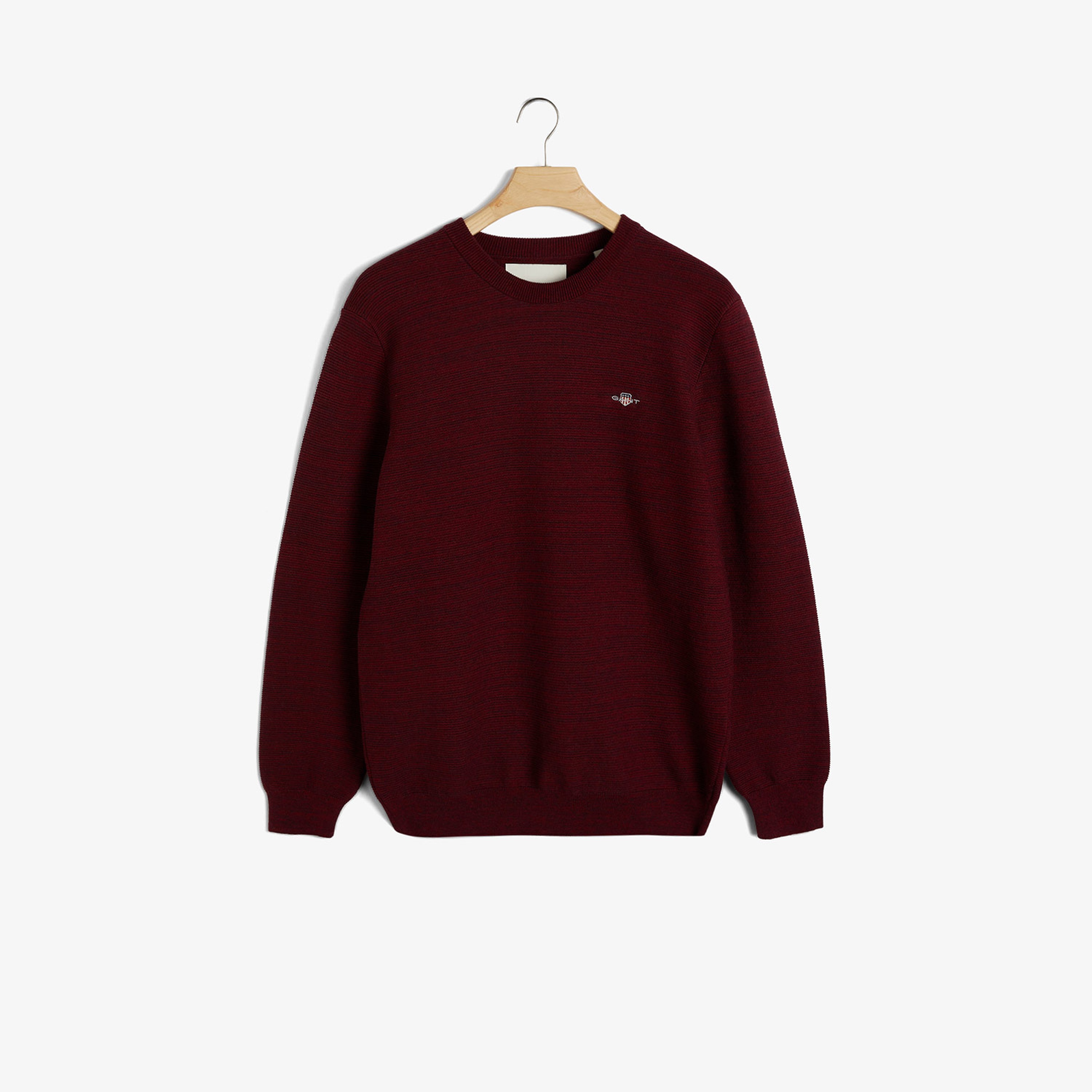 GANT Erkek Bordo Regular Fit Bisiklet Yaka Logolu Kazak