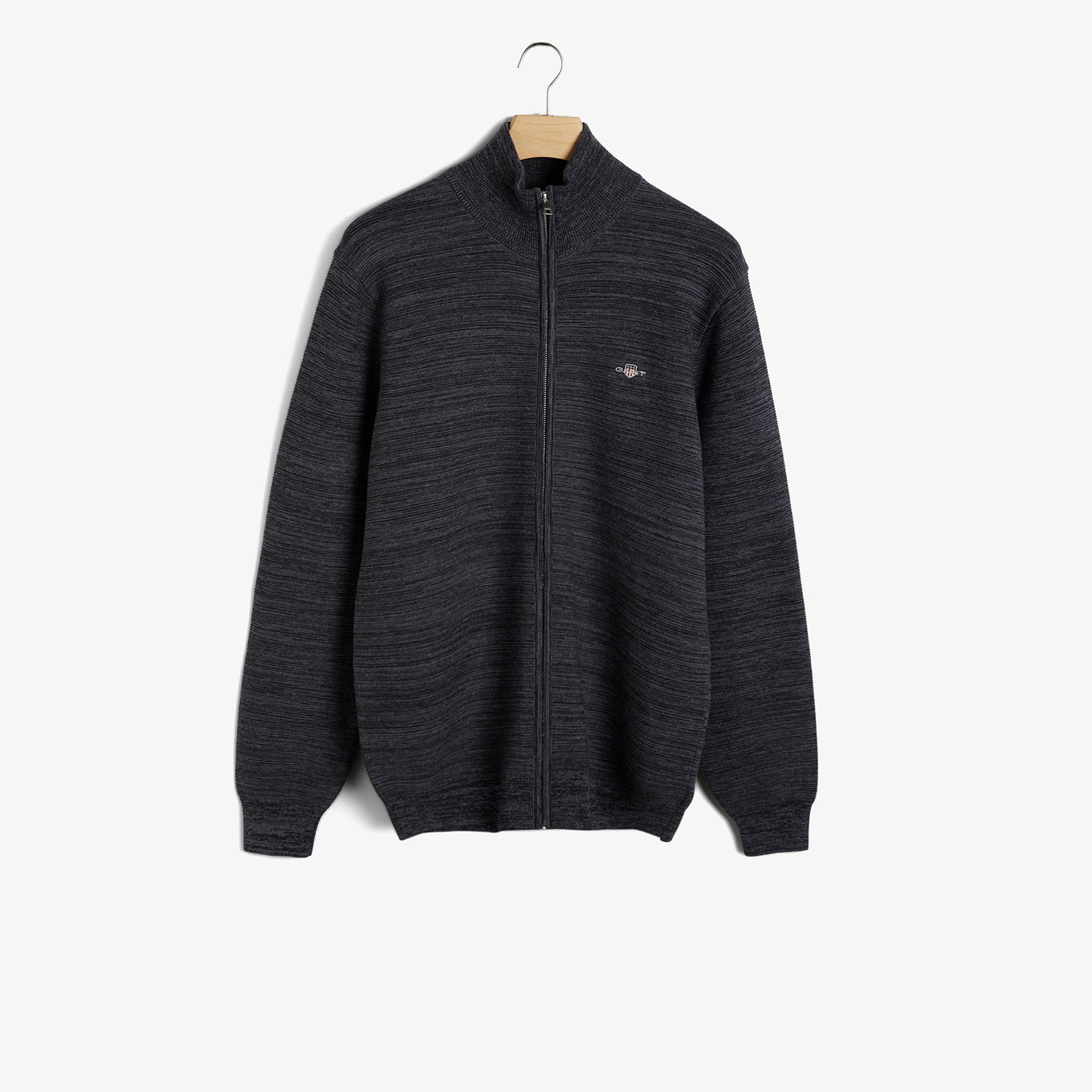 GANT Erkek Gri Regular Fit Fermuarlı Logolu Hırka