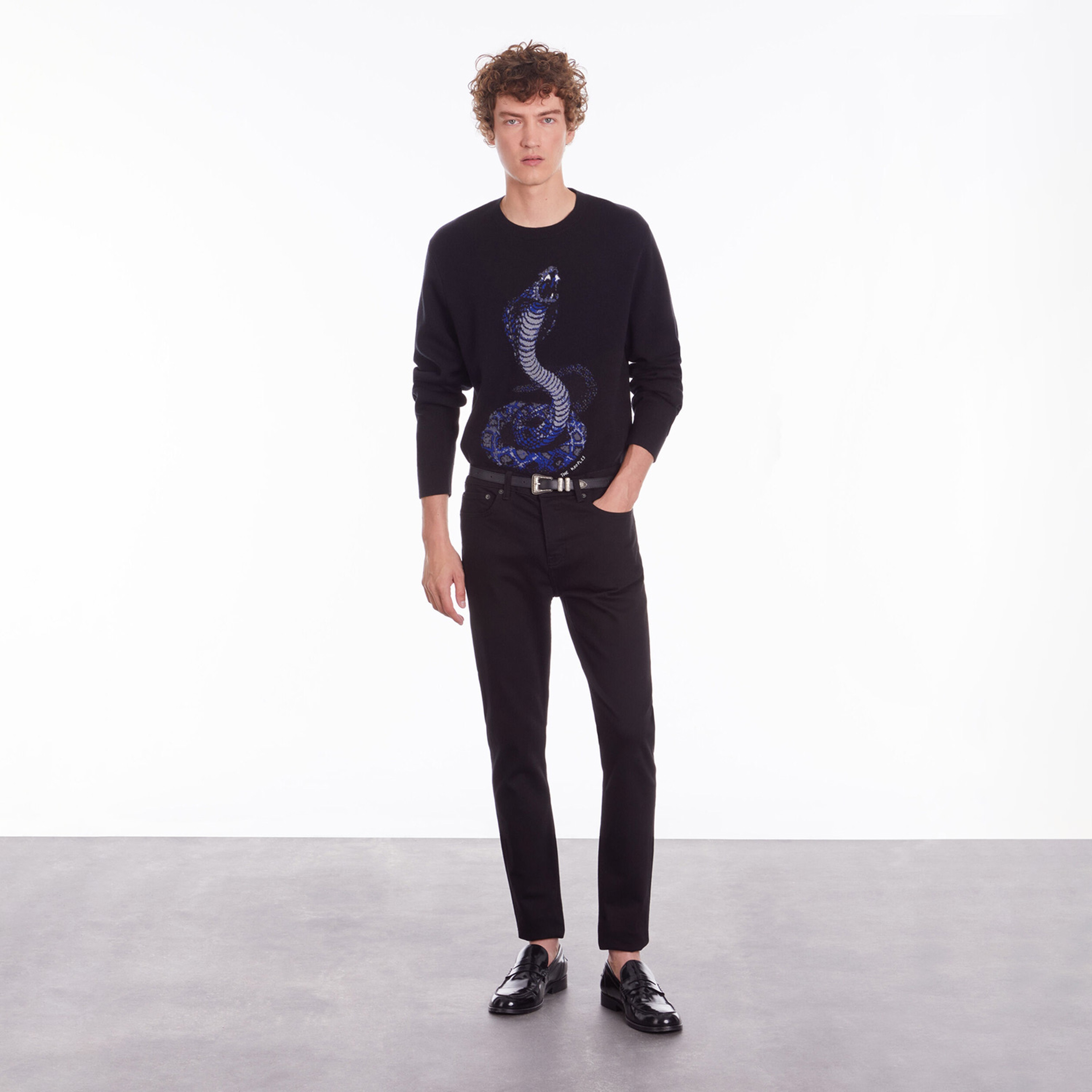 ERKEK COMFORT FIT BİSİKLET YAKA SİYAH KAZAK