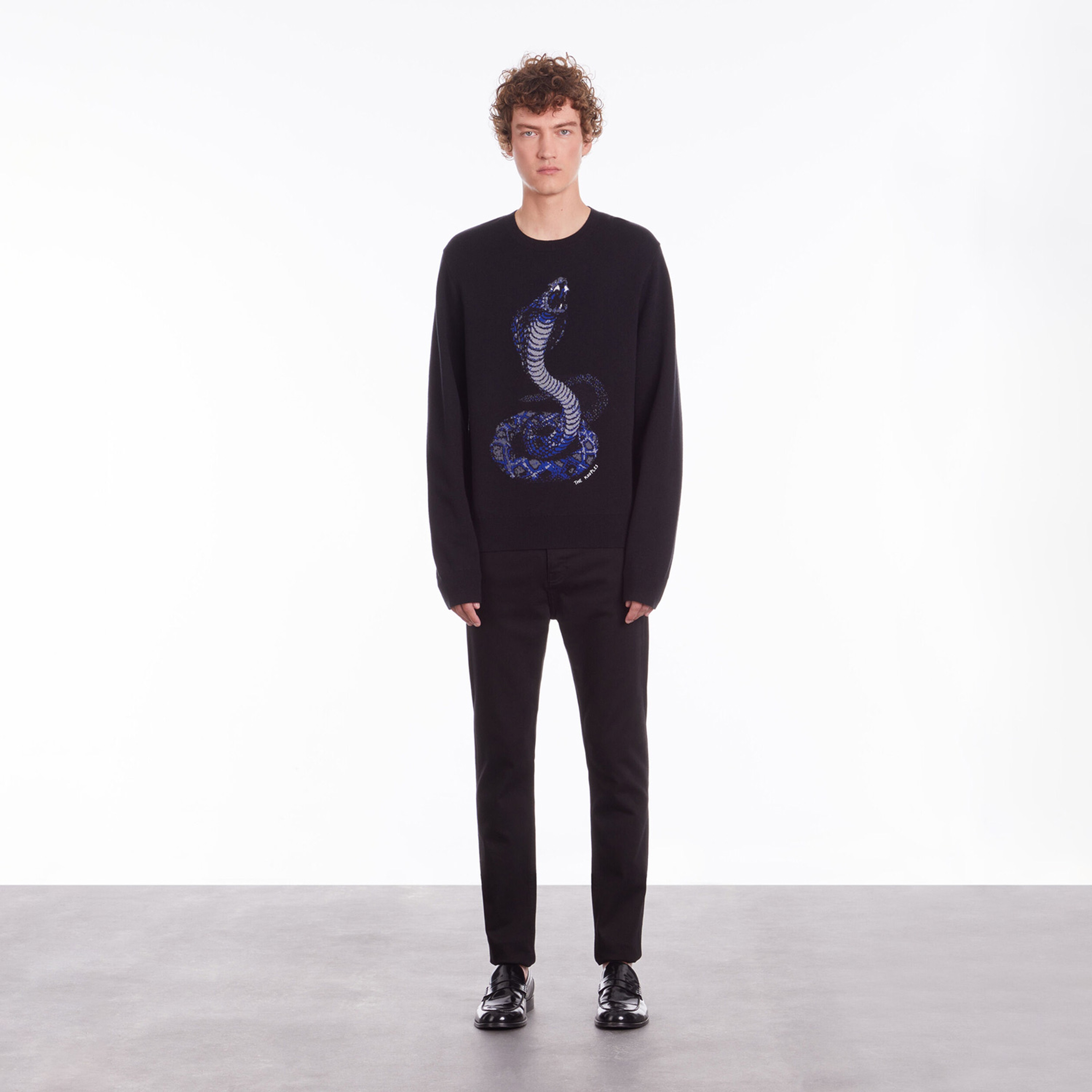 ERKEK COMFORT FIT BİSİKLET YAKA SİYAH KAZAK