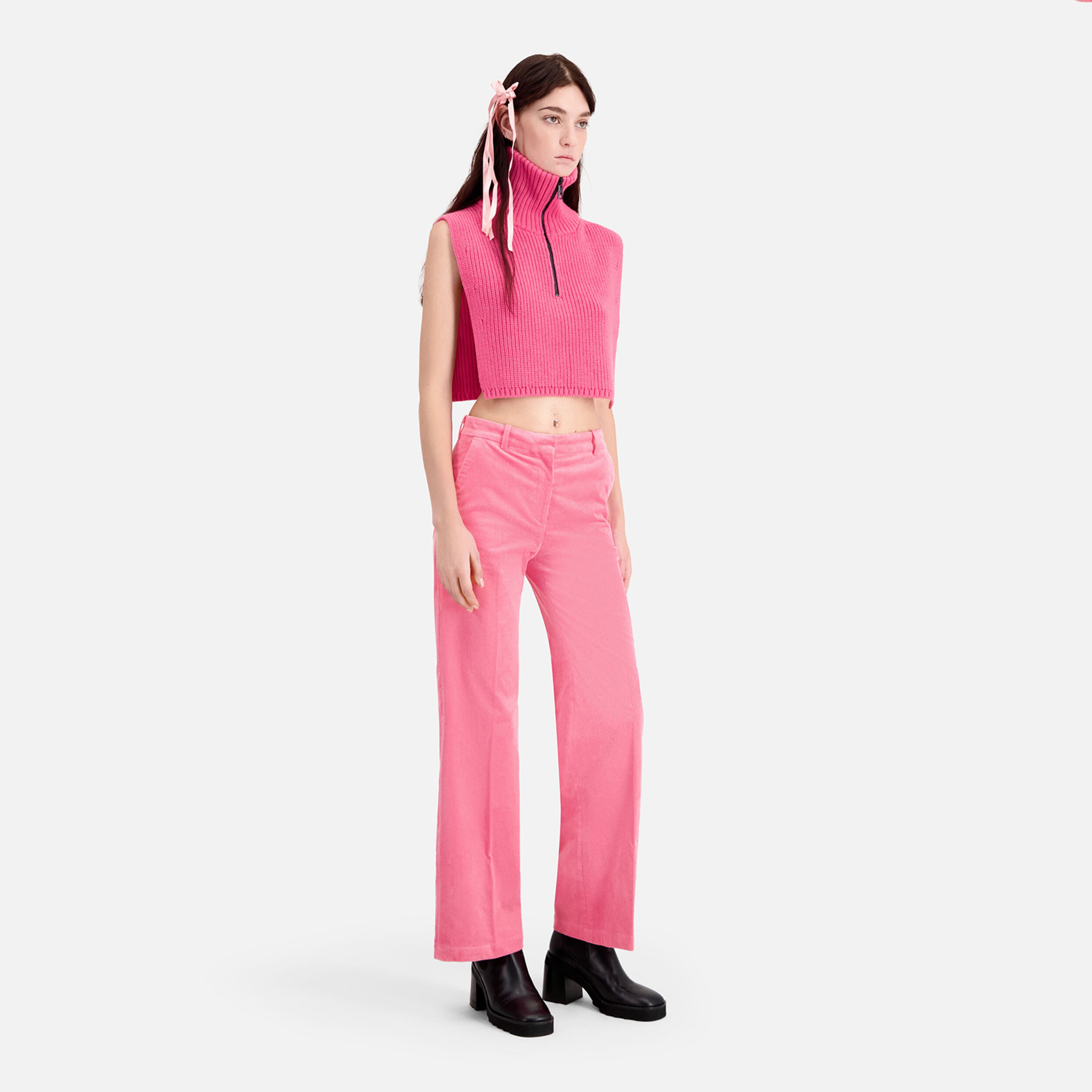 KADIN STRAIGHT FIT PEMBE PANTOLON