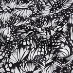 KADIN V YAKA UZUN KOLLU DESENLİ SİYAH KISA ELBİSE