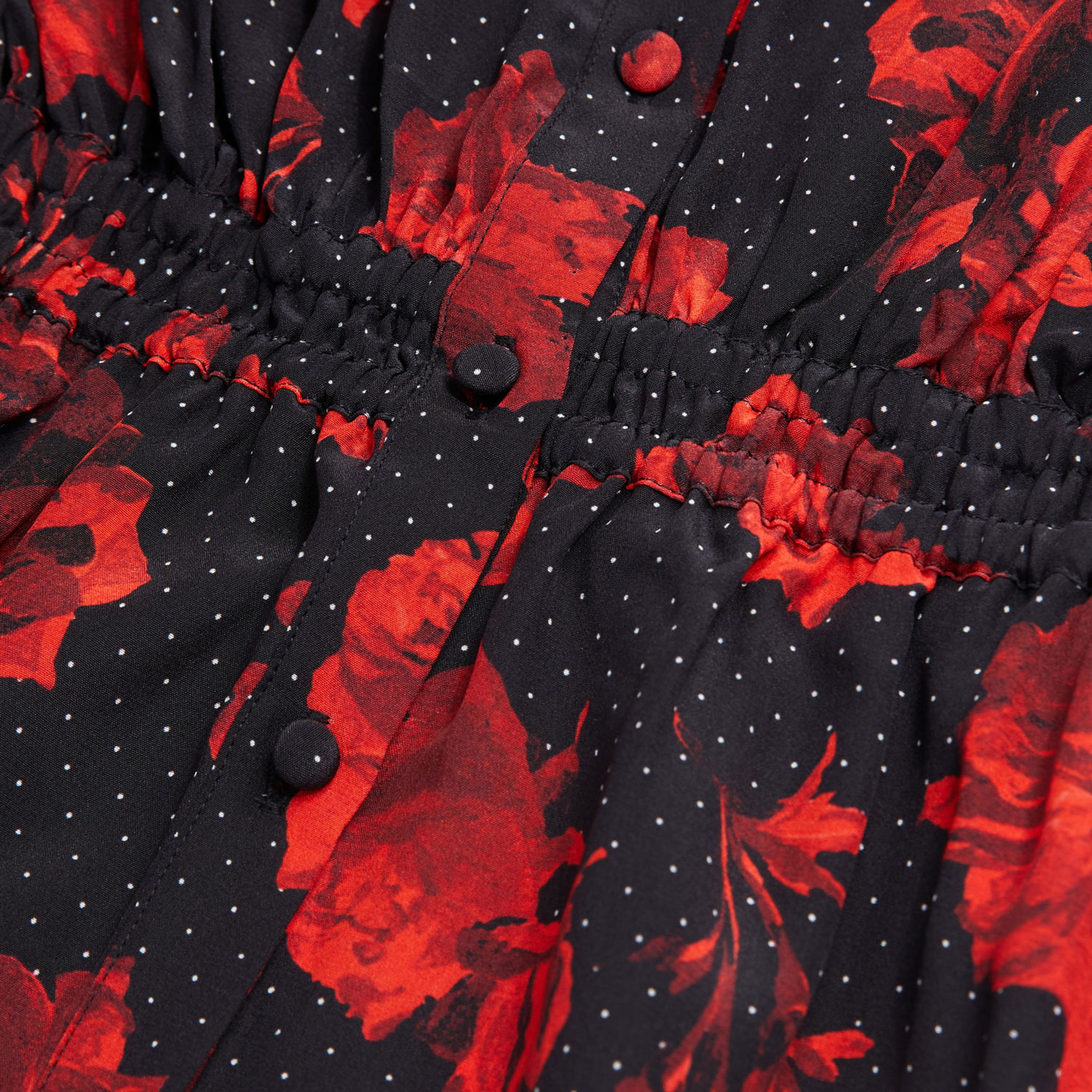 KADIN UZUN KOLLU ÇİÇEK DESENLİ SİYAH ELBİSE