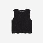 KADIN BİSİKLET YAKA KOLSUZ SİYAH DANTEL BLUZ